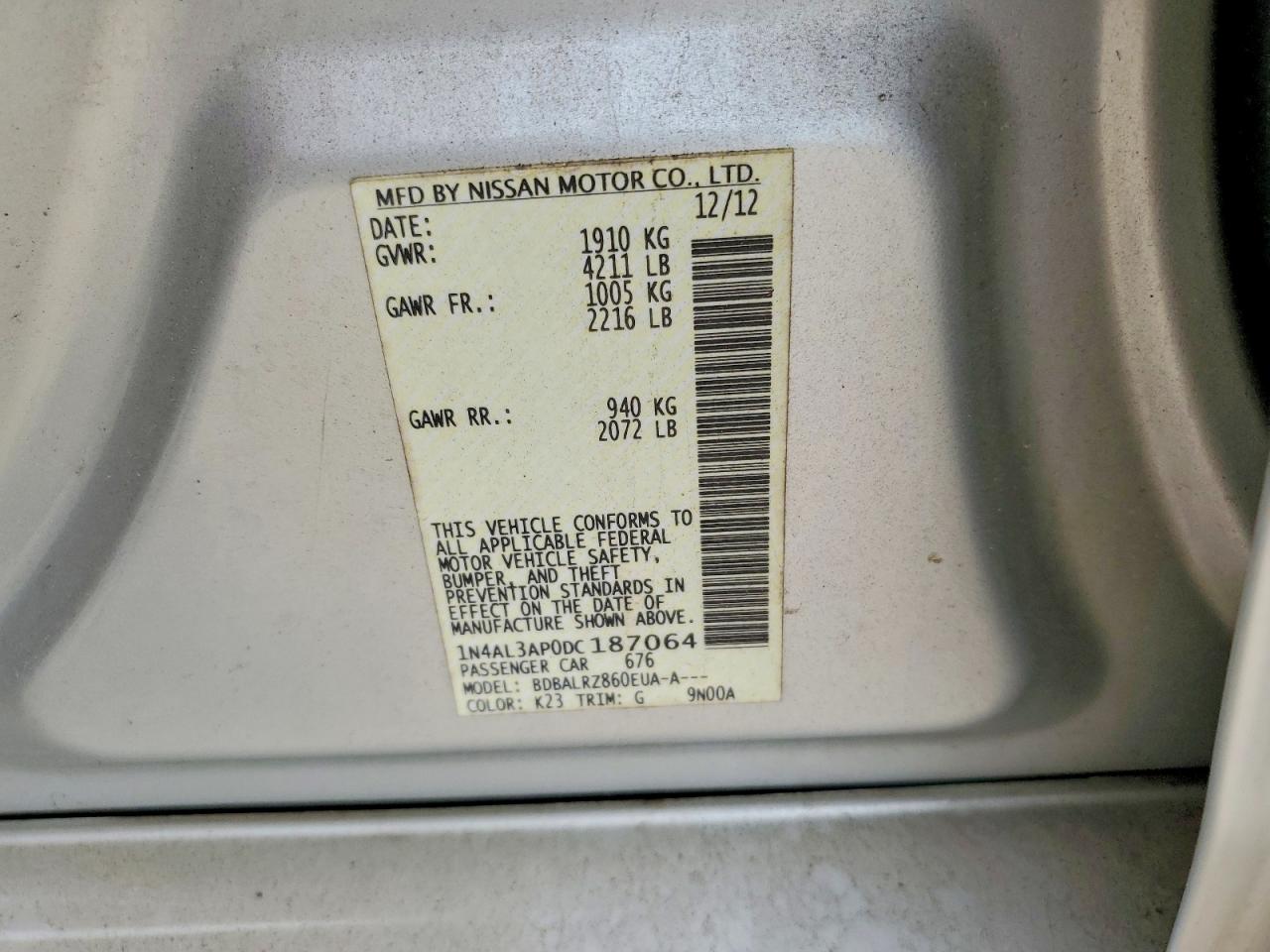 2013 Nissan Altima 2.5 Silver vin: 1N4AL3AP0DC187064