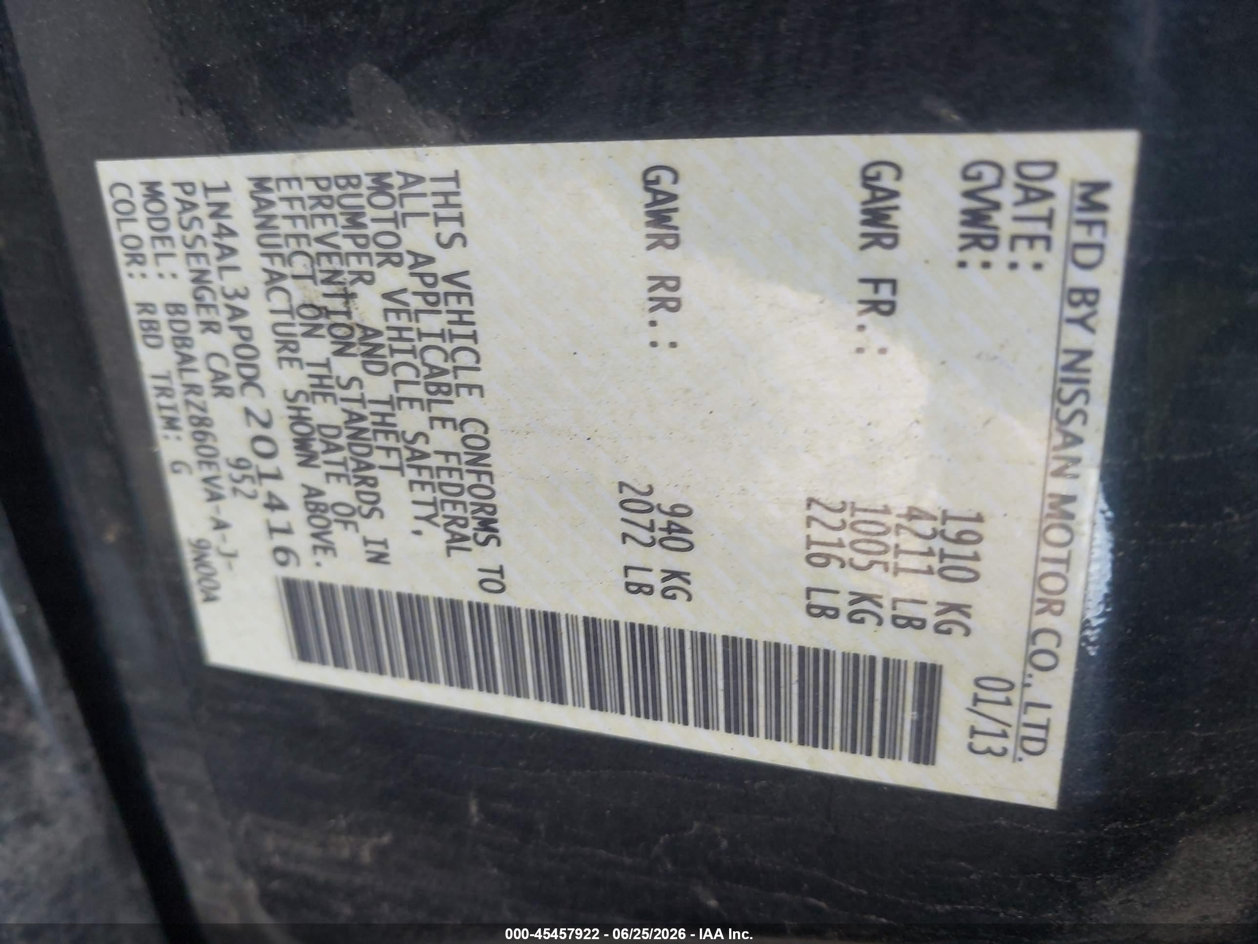 2013 Nissan Altima 2.5 S Черный vin: 1N4AL3AP0DC201416