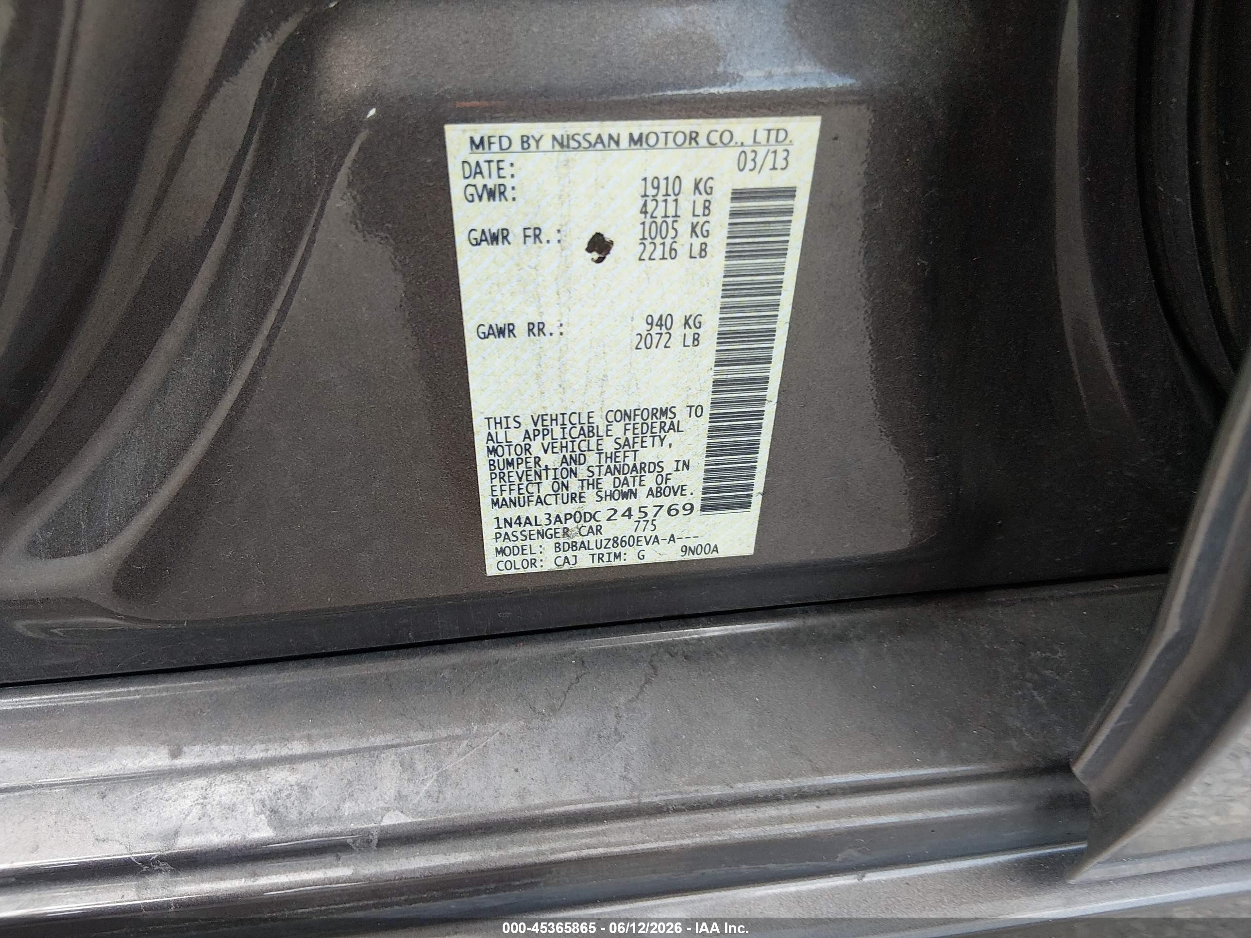 2013 Nissan Altima 2.5 Sv Brown vin: 1N4AL3AP0DC245769