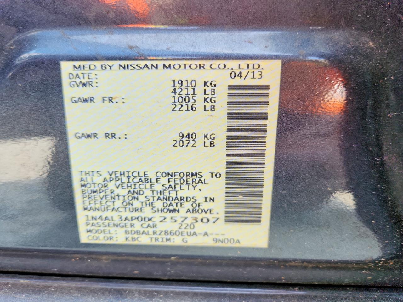 2013 Nissan Altima 2.5 Gray vin: 1N4AL3AP0DC257307