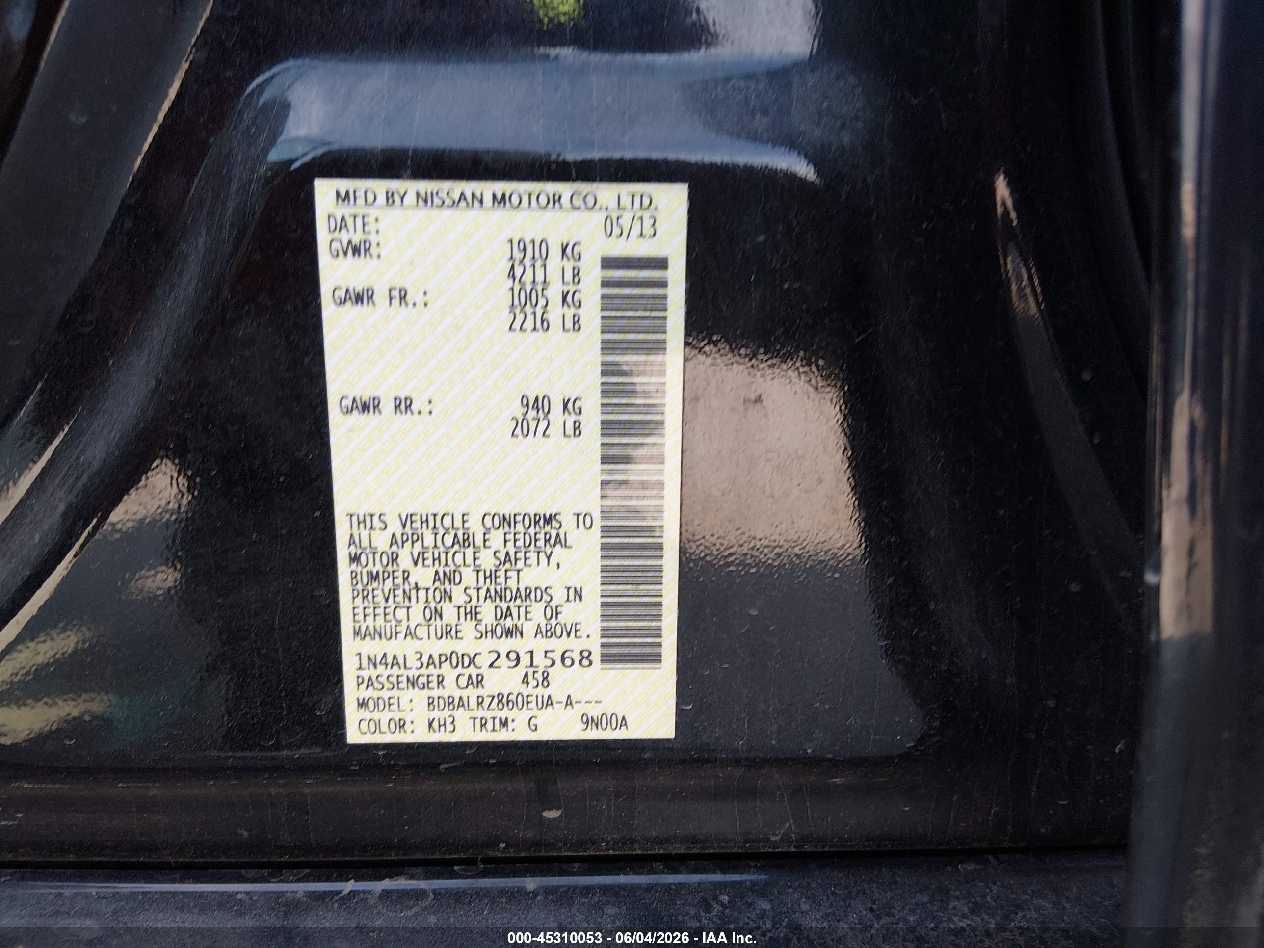 2013 Nissan Altima 2.5 S Black vin: 1N4AL3AP0DC291568