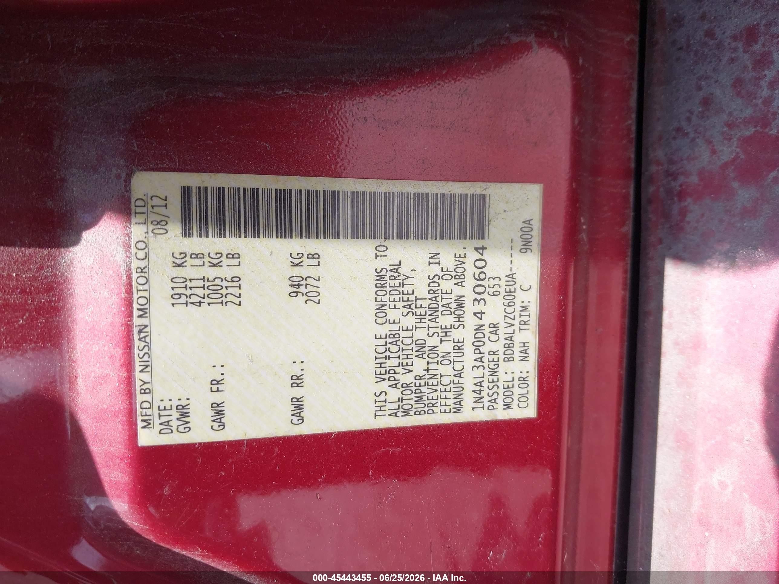 2013 Nissan Altima 2.5 Sl Red vin: 1N4AL3AP0DN430604