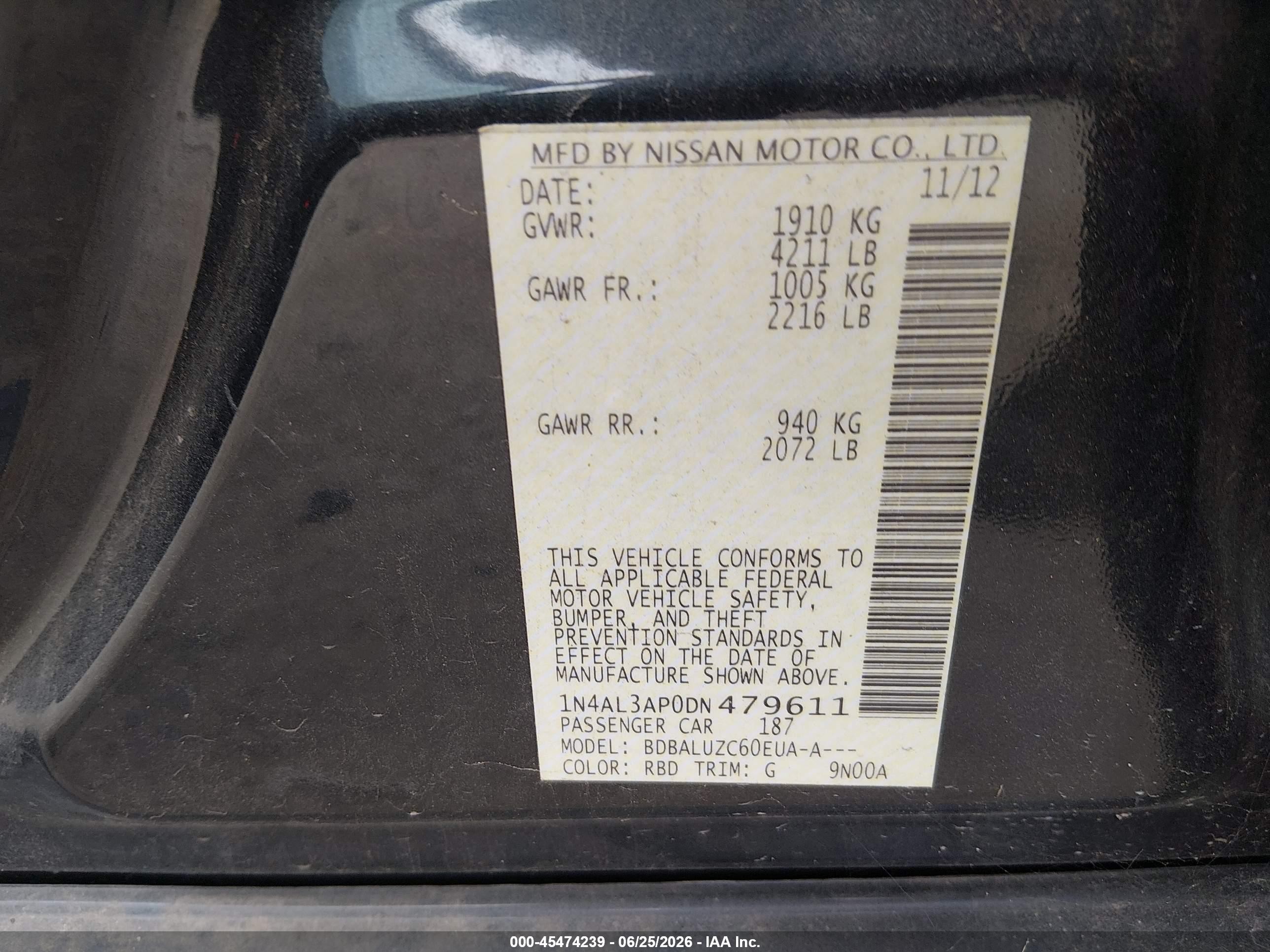 2013 Nissan Altima 2.5 Sv Gray vin: 1N4AL3AP0DN479611