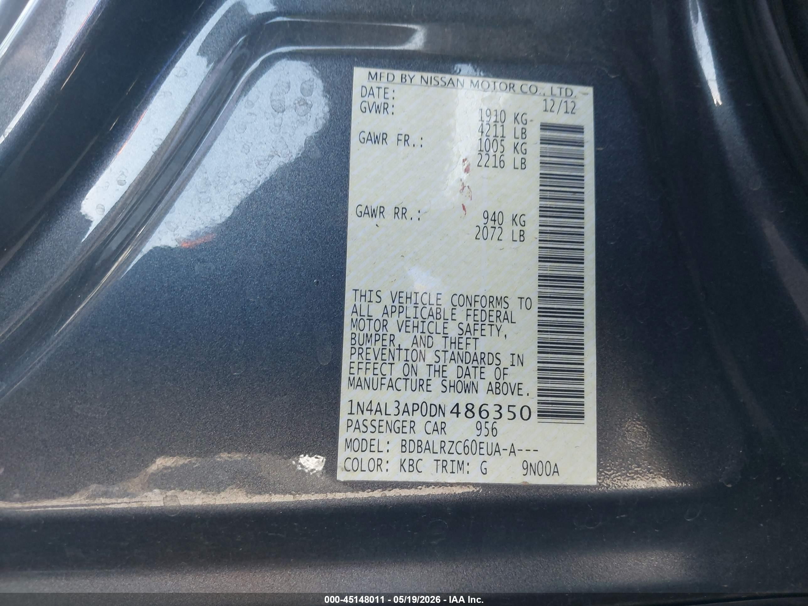 2013 Nissan Altima 2.5 S Gray vin: 1N4AL3AP0DN486350