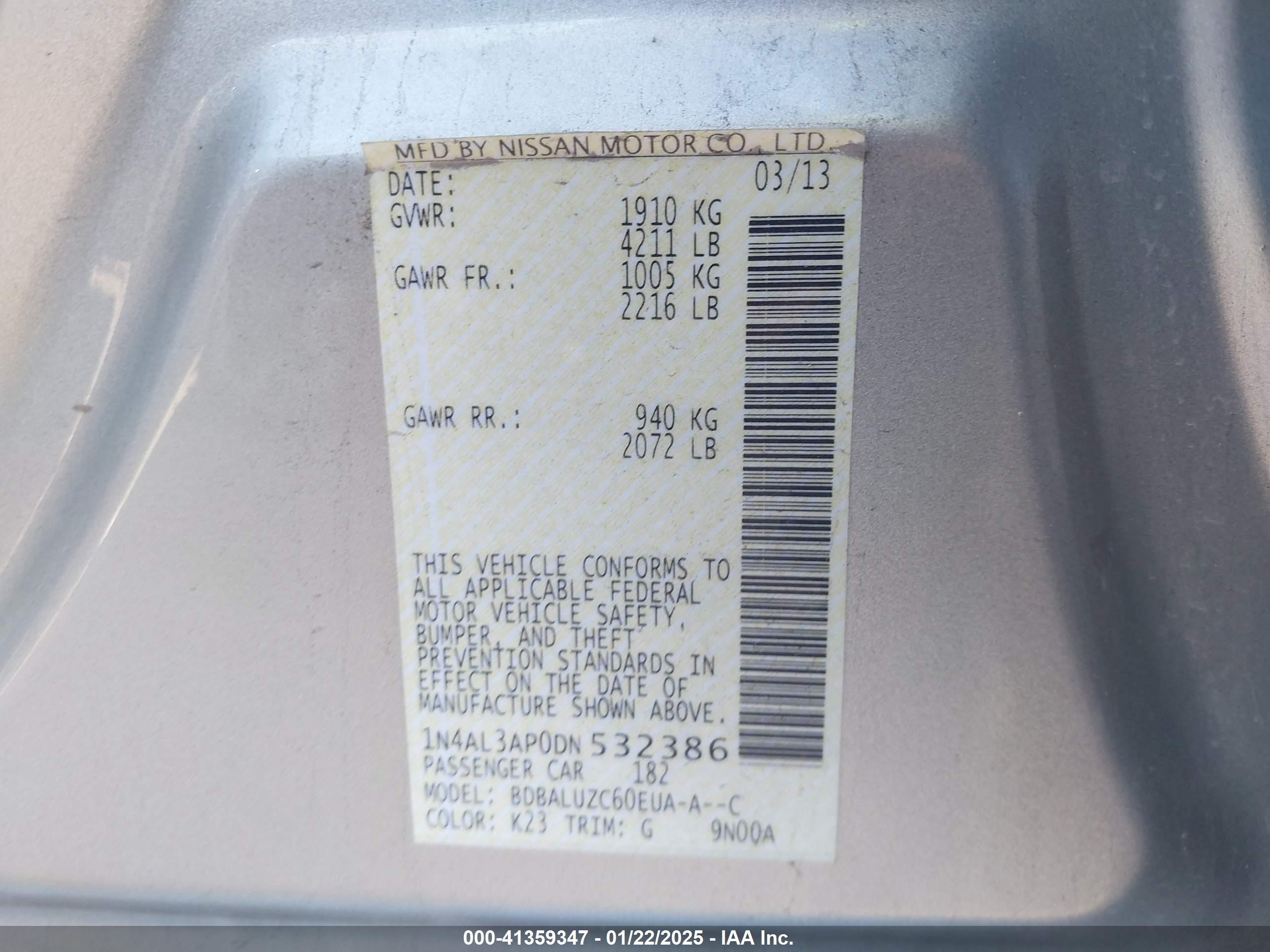 2013 Nissan Altima 2.5 Sv Silver vin: 1N4AL3AP0DN532386