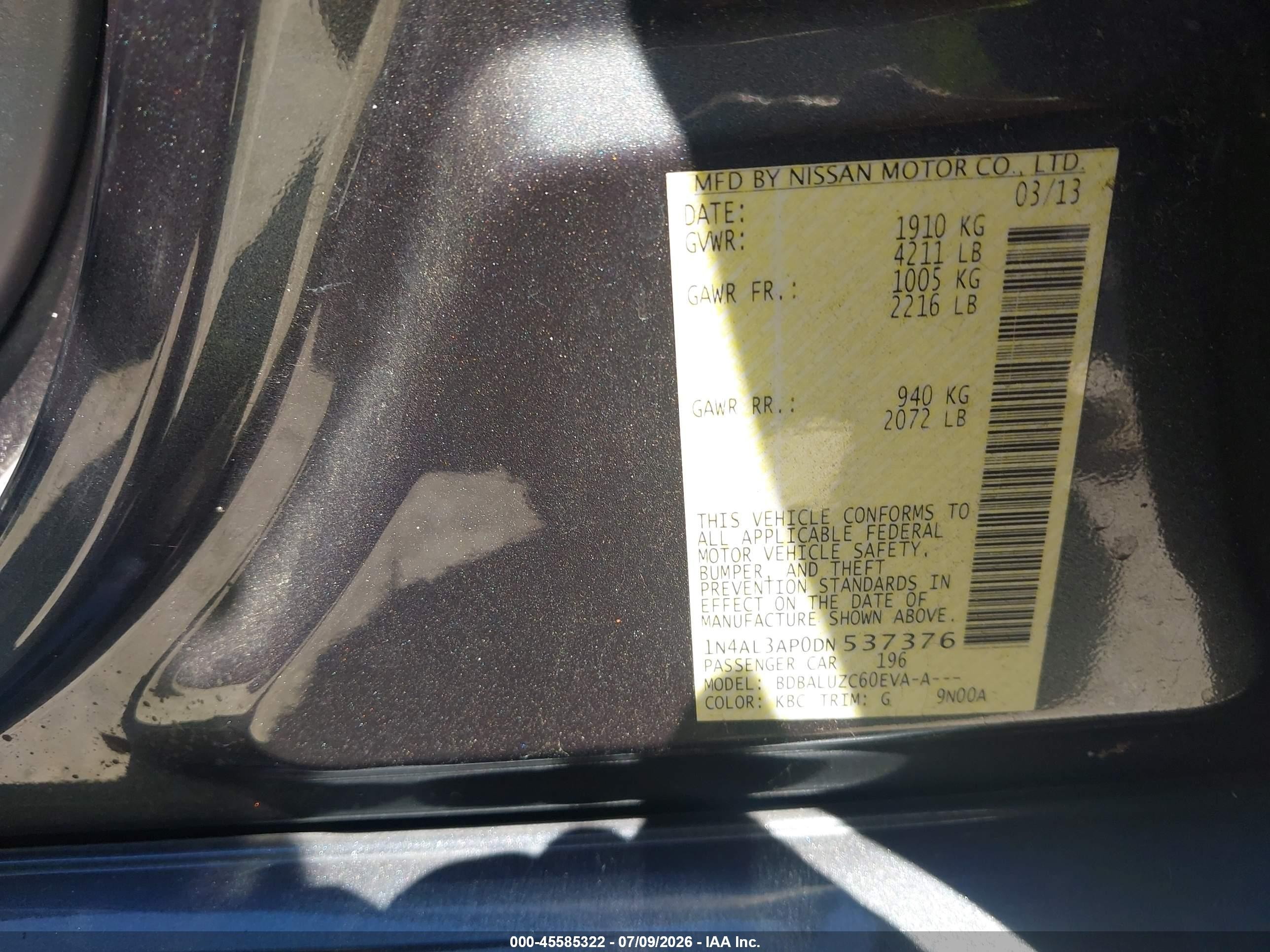2013 Nissan Altima 2.5 Sv Серый vin: 1N4AL3AP0DN537376