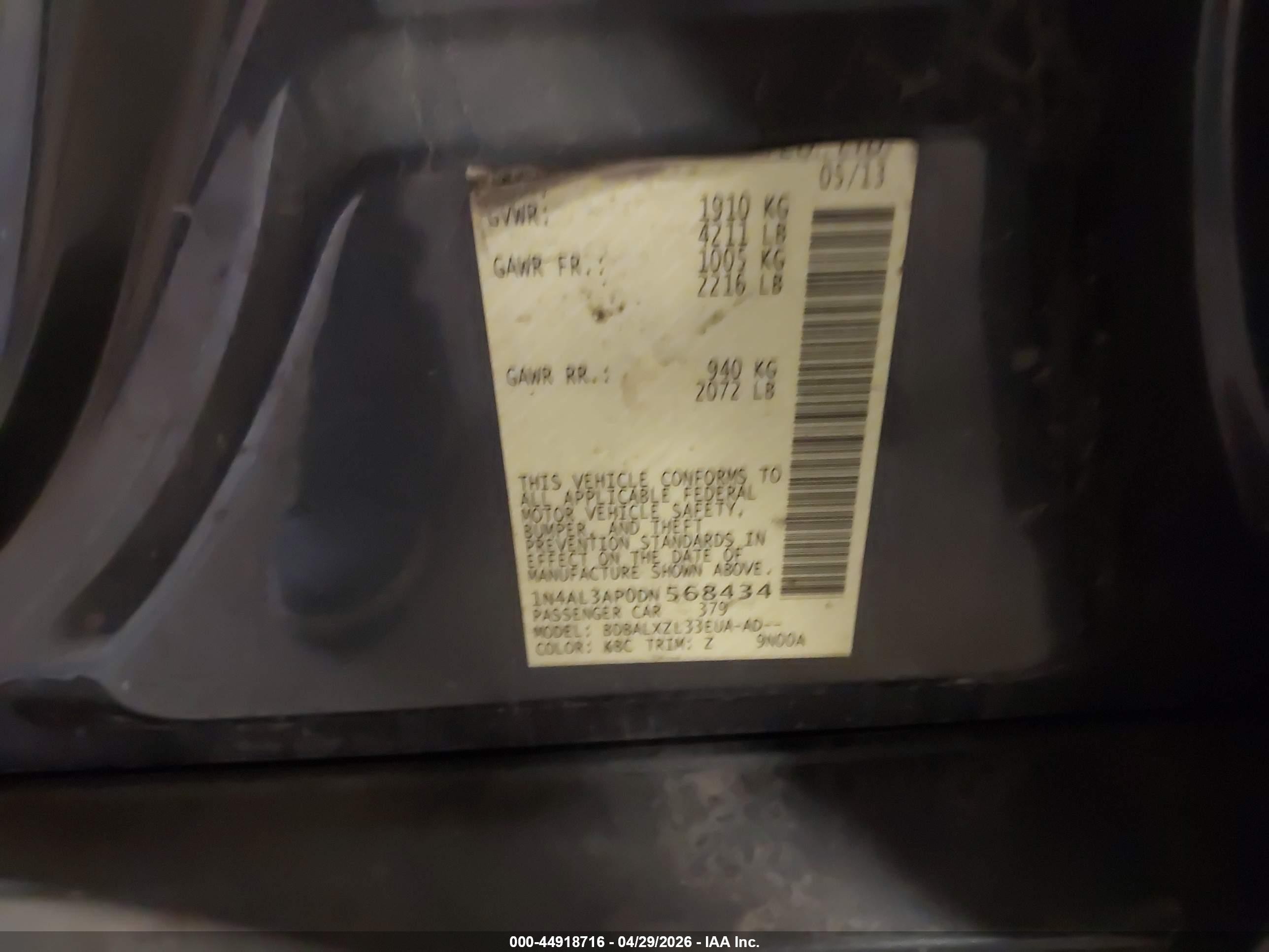 2013 Nissan Altima 2.5 Sl Black vin: 1N4AL3AP0DN568434