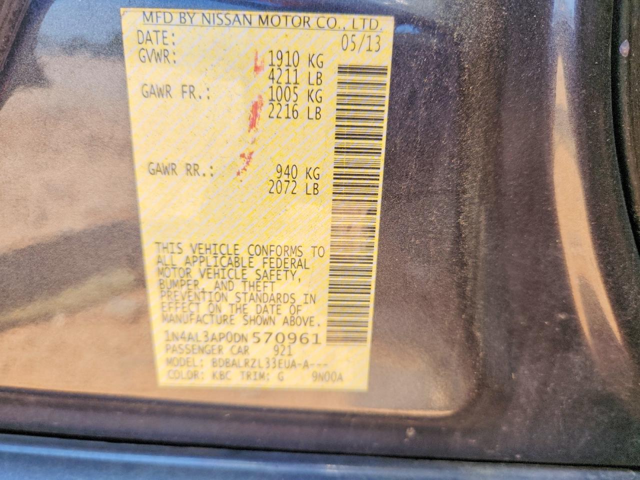 2013 Nissan Altima 2.5 Gray vin: 1N4AL3AP0DN570961