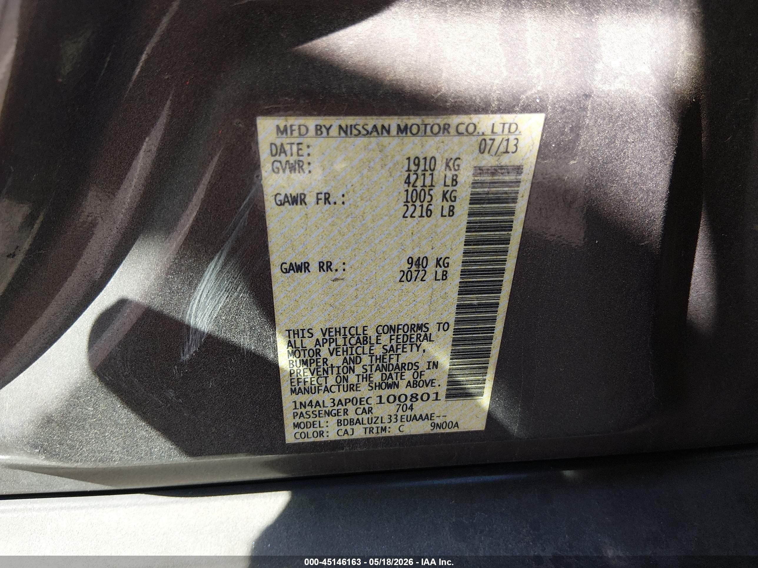 2014 Nissan Altima 2.5 Sv Gray vin: 1N4AL3AP0EC100801