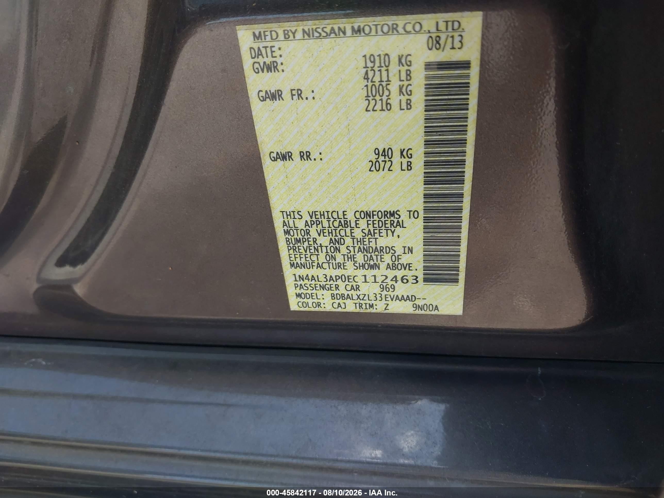 2014 Nissan Altima 2.5 Sl Gray vin: 1N4AL3AP0EC112463