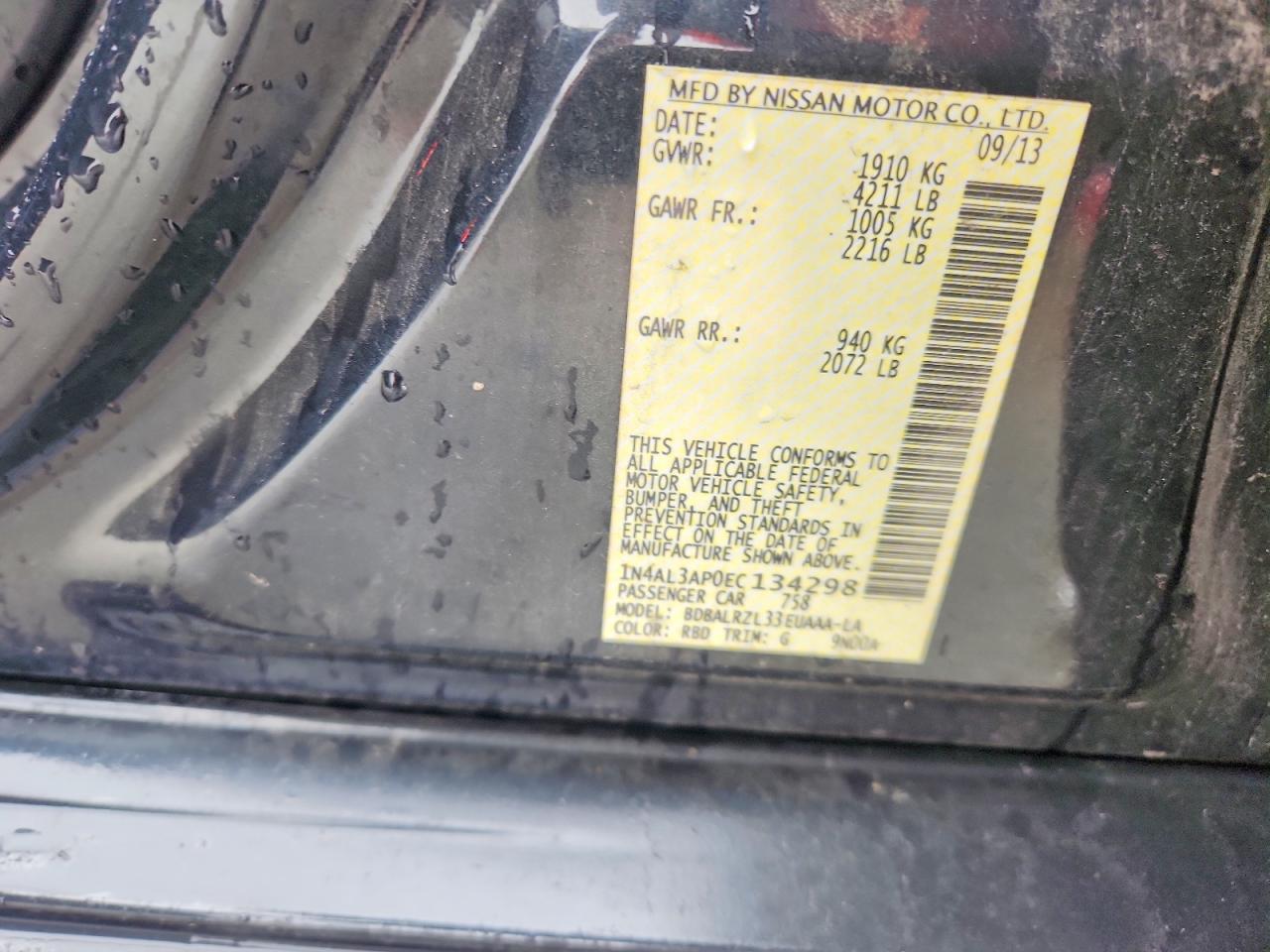 2014 Nissan Altima 2.5 S Black vin: 1N4AL3AP0EC134298