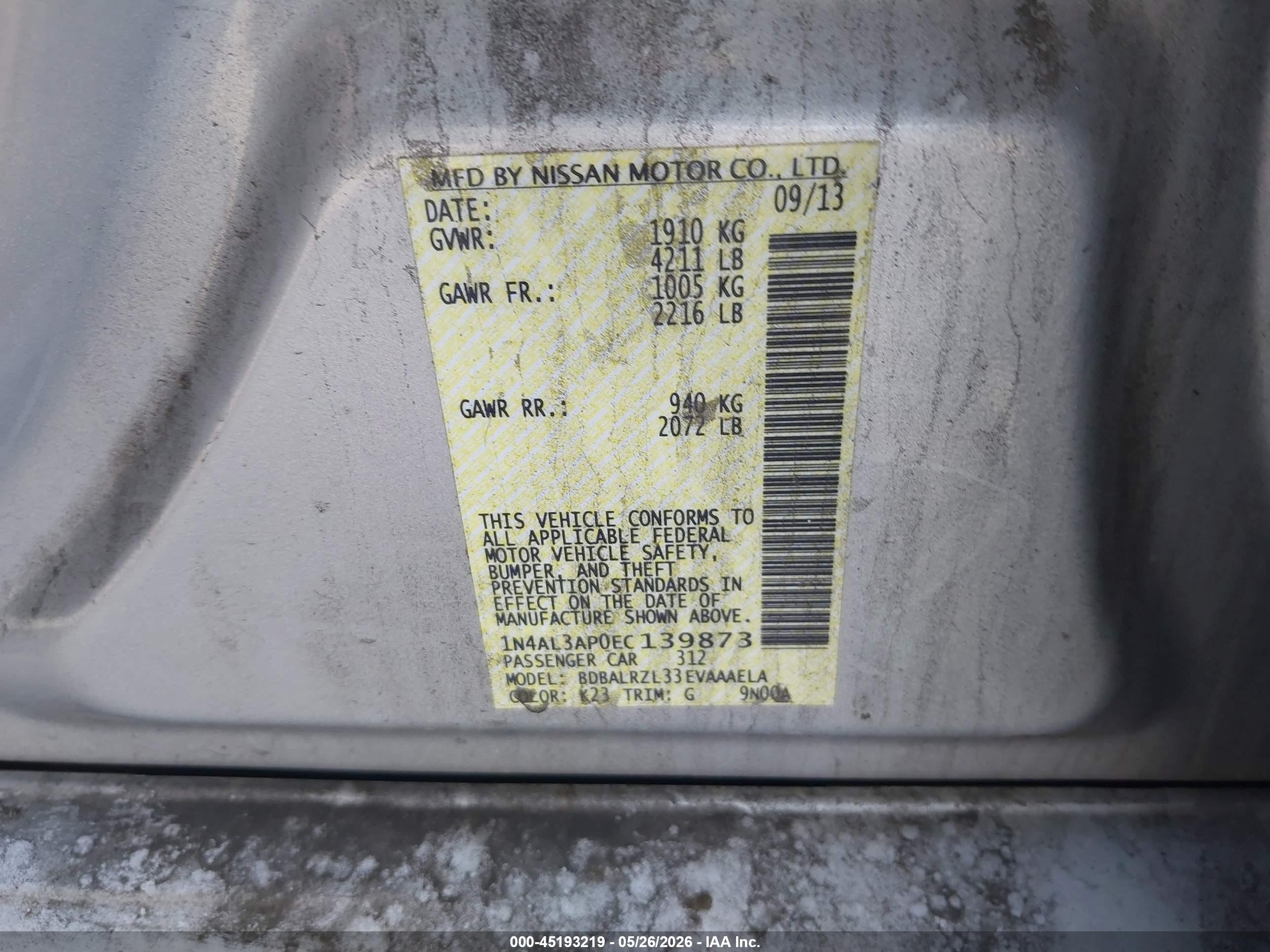 2014 Nissan Altima 2.5 S Silver vin: 1N4AL3AP0EC139873