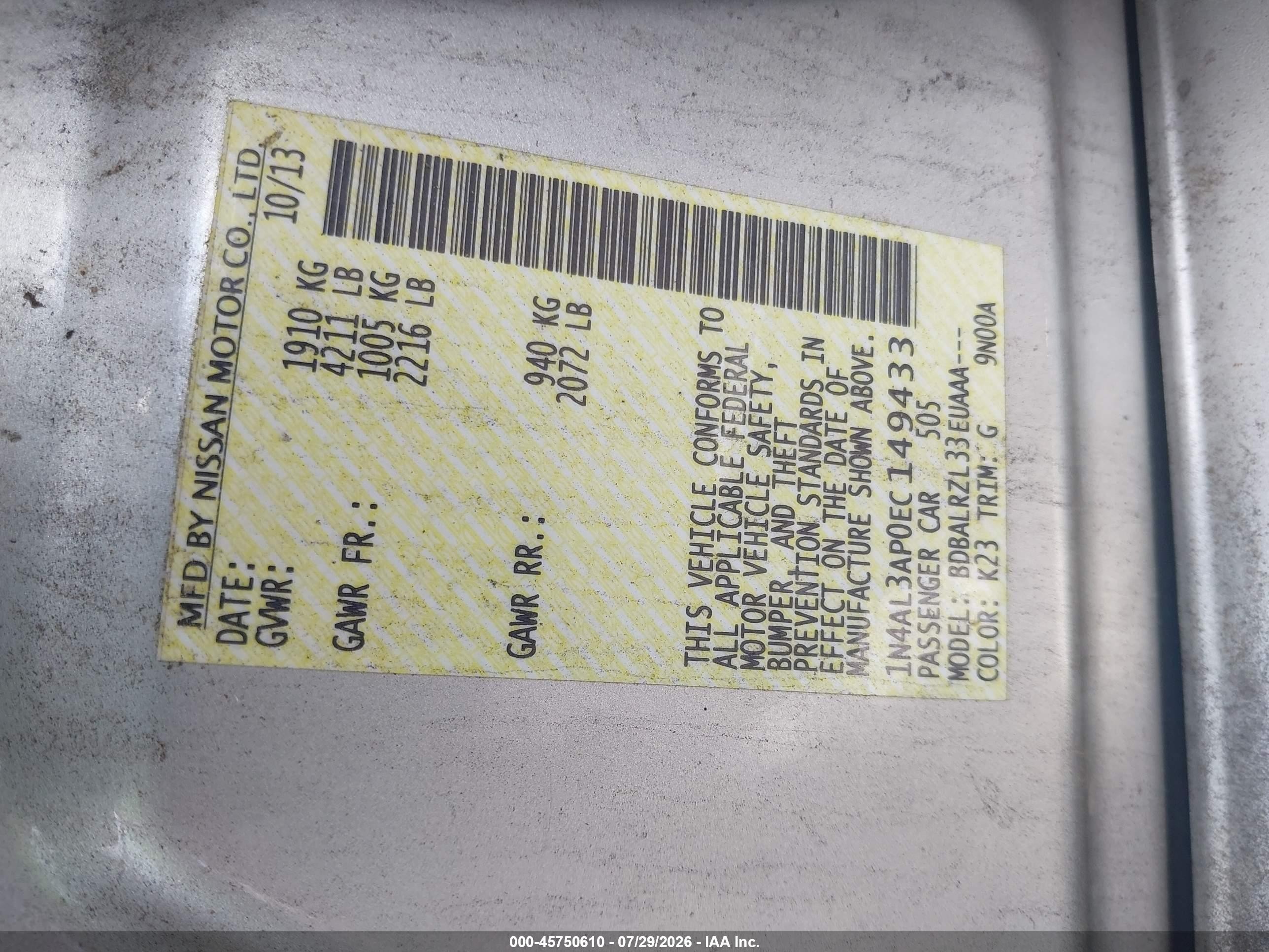 2014 Nissan Altima 2.5 S Silver vin: 1N4AL3AP0EC149433