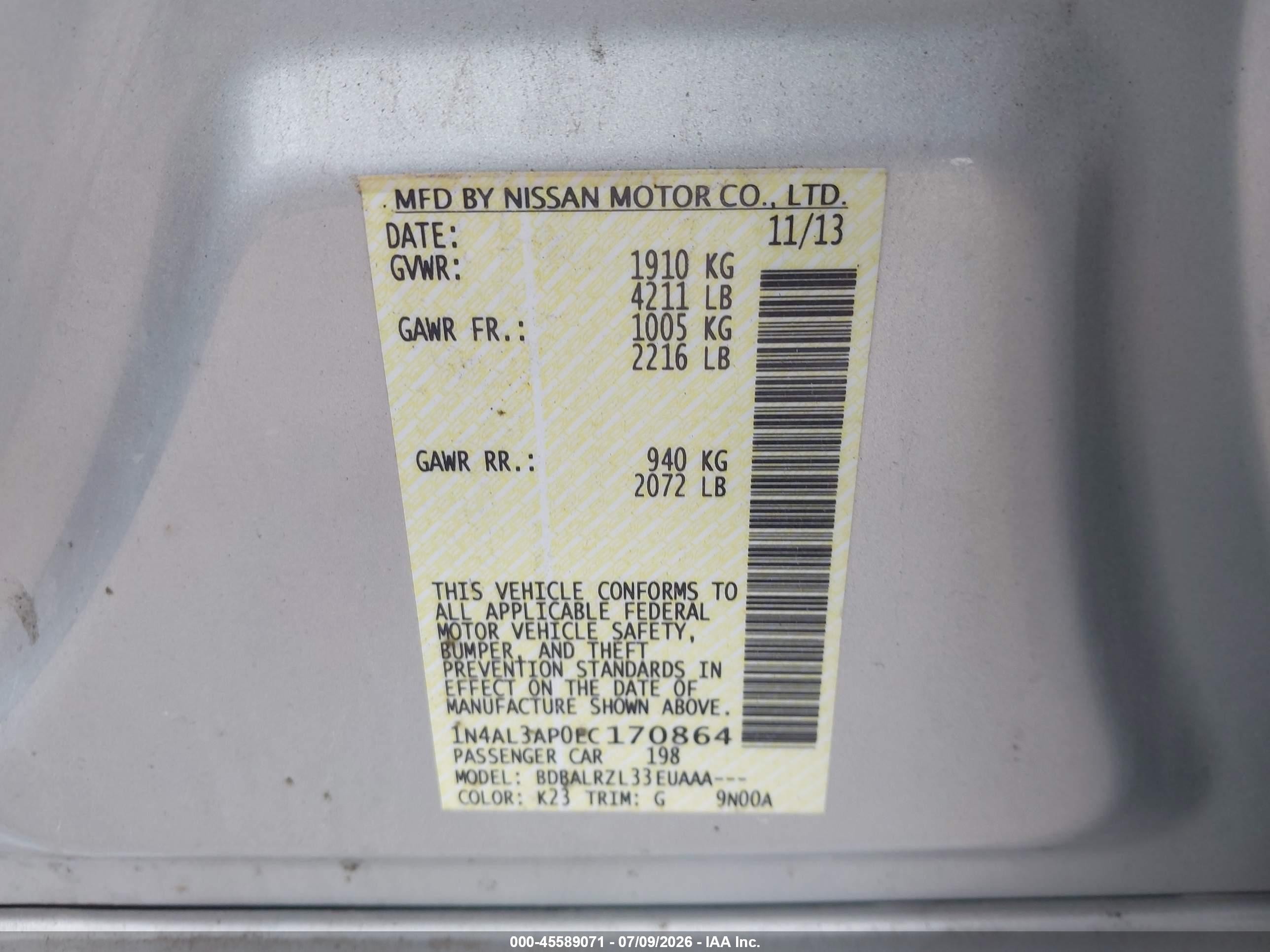 2014 Nissan Altima 2.5 S Silver vin: 1N4AL3AP0EC170864