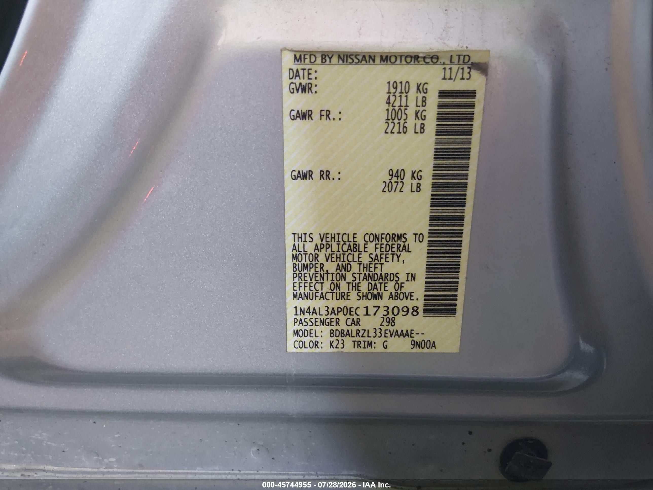 2014 Nissan Altima 2.5 S Silver vin: 1N4AL3AP0EC173098