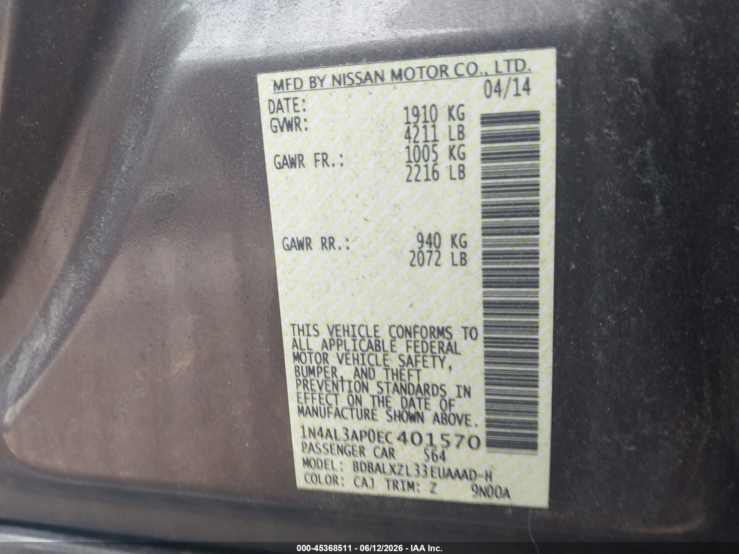 2014 Nissan Altima 2.5 Sl Brown vin: 1N4AL3AP0EC401570