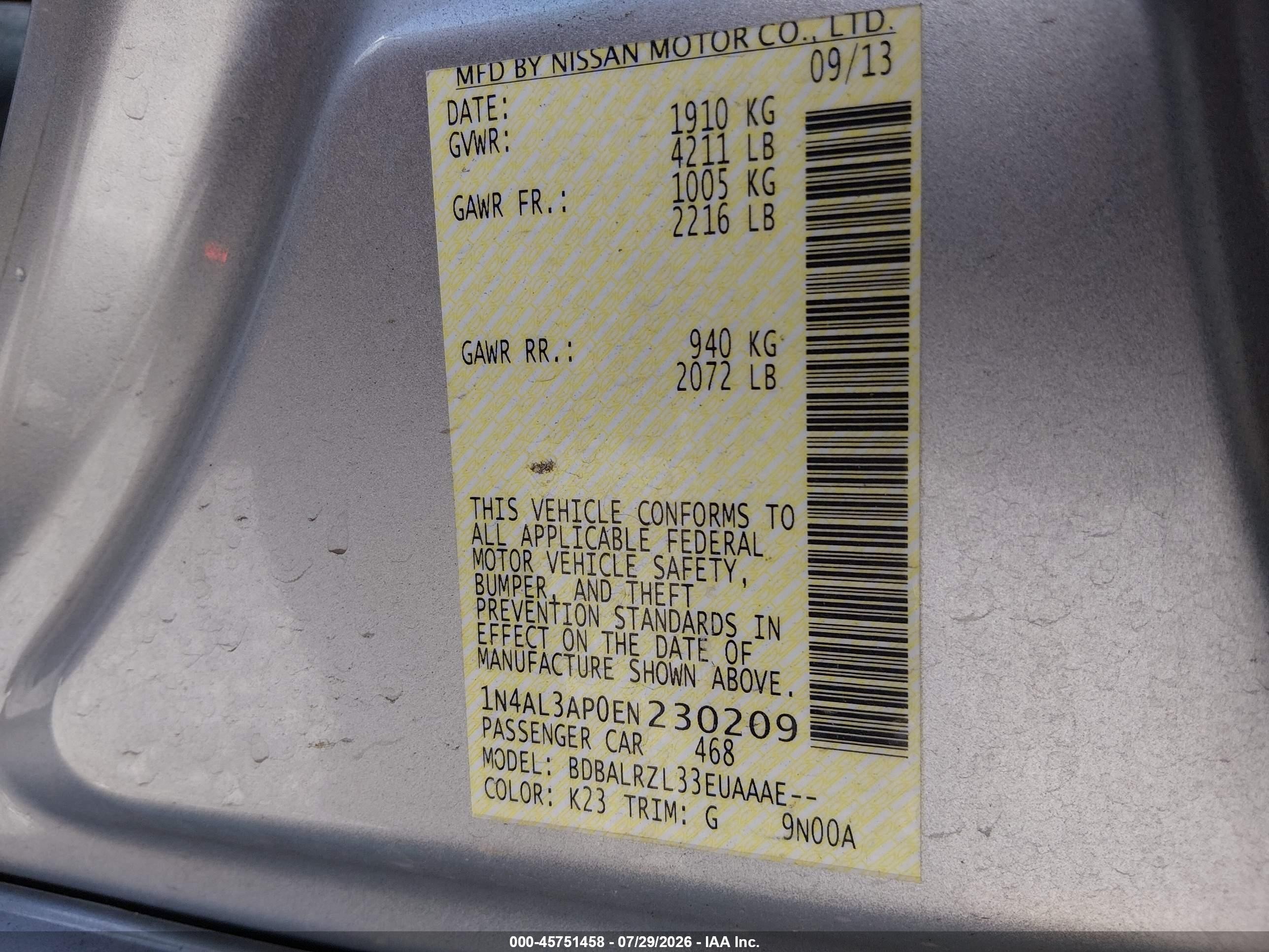 2014 Nissan Altima 2.5 S Silver vin: 1N4AL3AP0EN230209
