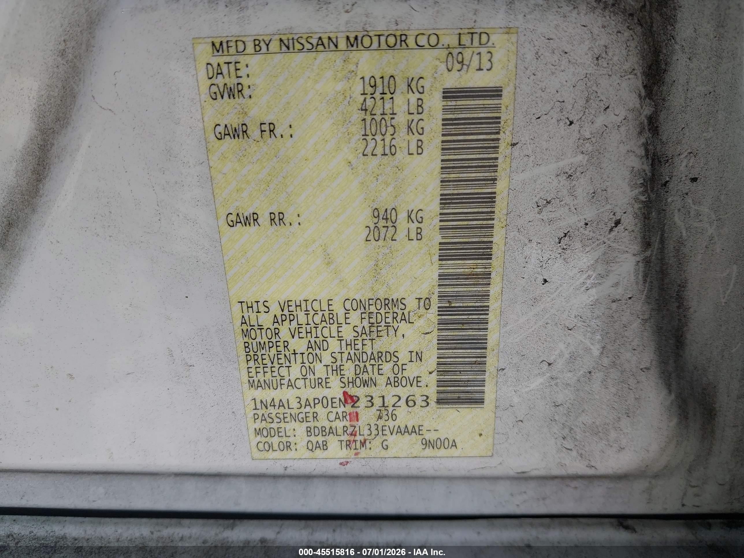 2014 Nissan Altima 2.5 S White vin: 1N4AL3AP0EN231263