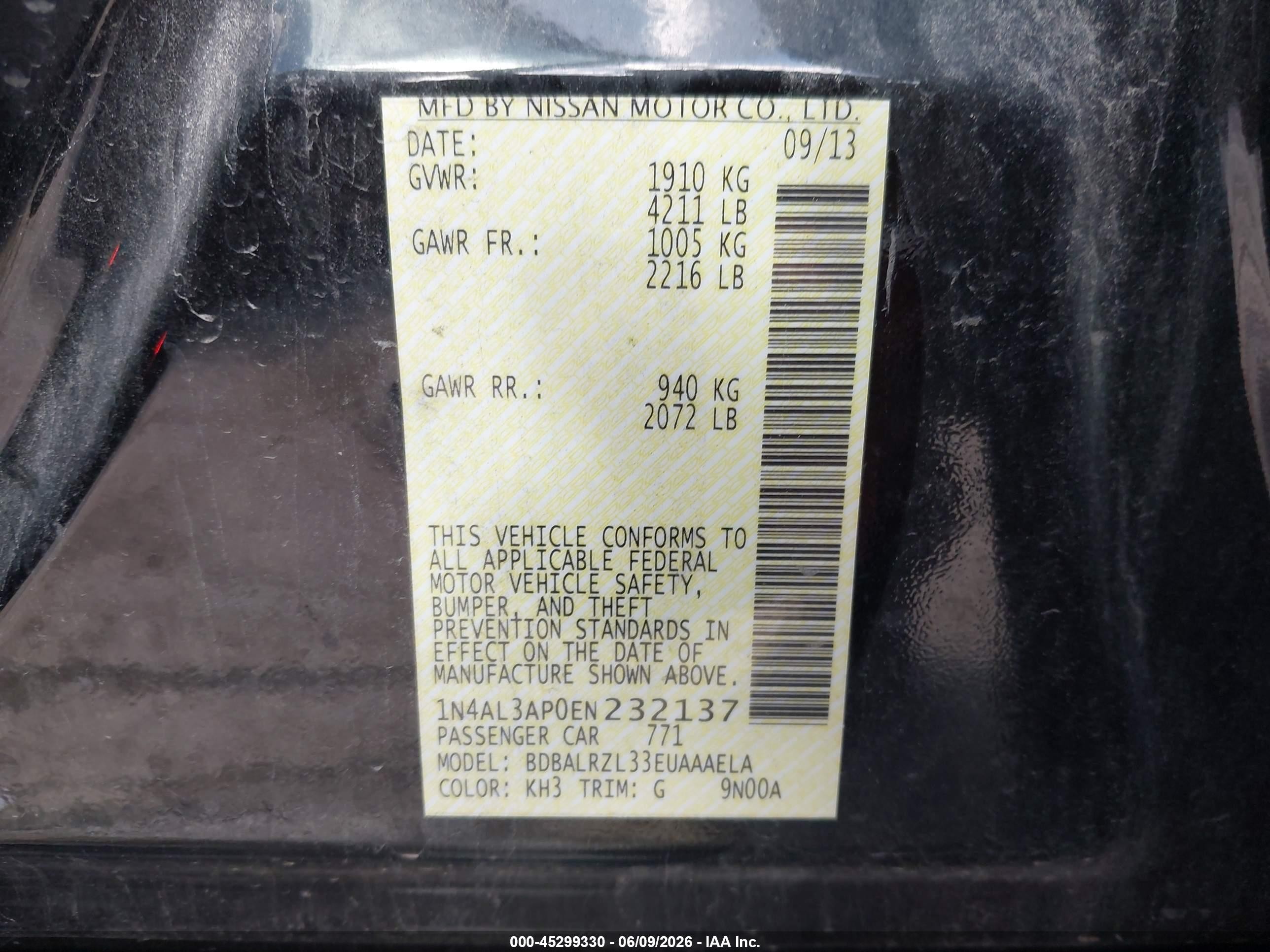 2014 Nissan Altima 2.5 S Черный vin: 1N4AL3AP0EN232137