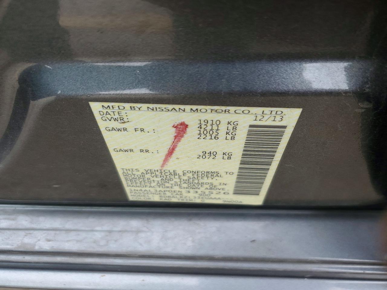 2014 Nissan Altima 2.5 Gray vin: 1N4AL3AP0EN335526