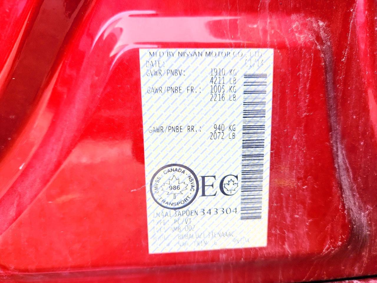 2014 Nissan Altima 2.5 Red vin: 1N4AL3AP0EN343304