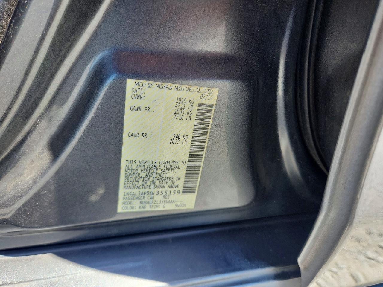 2014 Nissan Altima 2.5 S Gray vin: 1N4AL3AP0EN355159