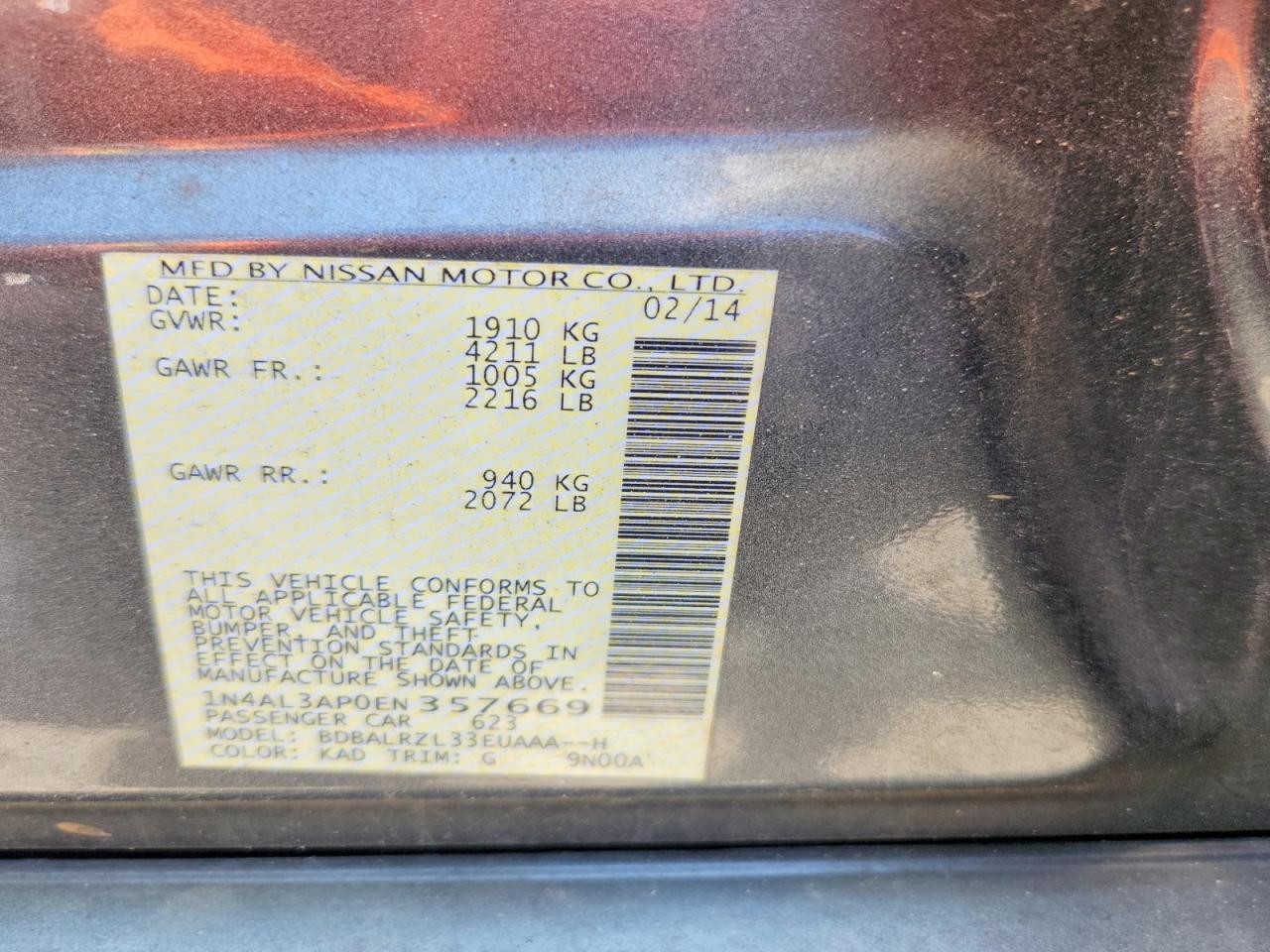 2014 Nissan Altima 2.5 S Gray vin: 1N4AL3AP0EN357669