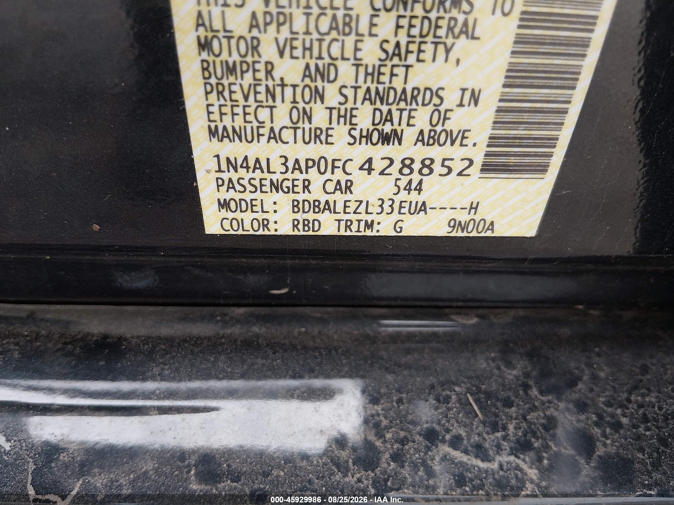 2015 Nissan Altima 2.5 S Black vin: 1N4AL3AP0FC428852