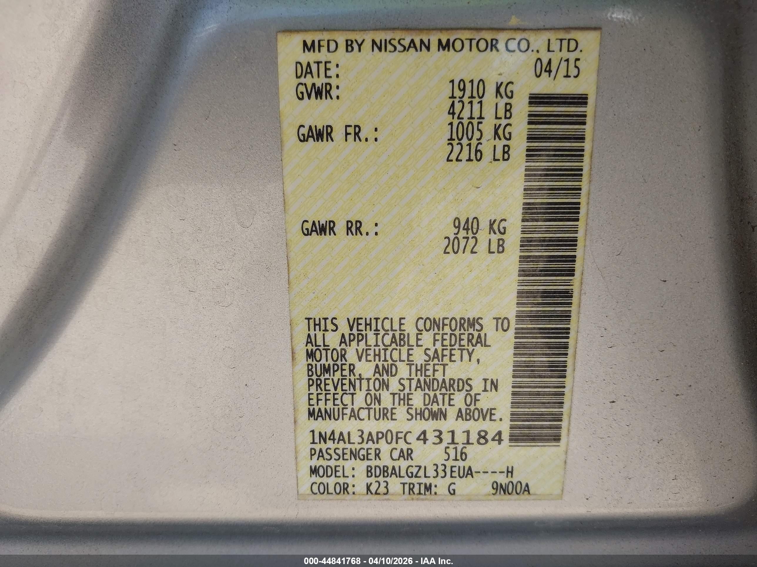 2015 Nissan Altima 2.5 S Silver vin: 1N4AL3AP0FC431184