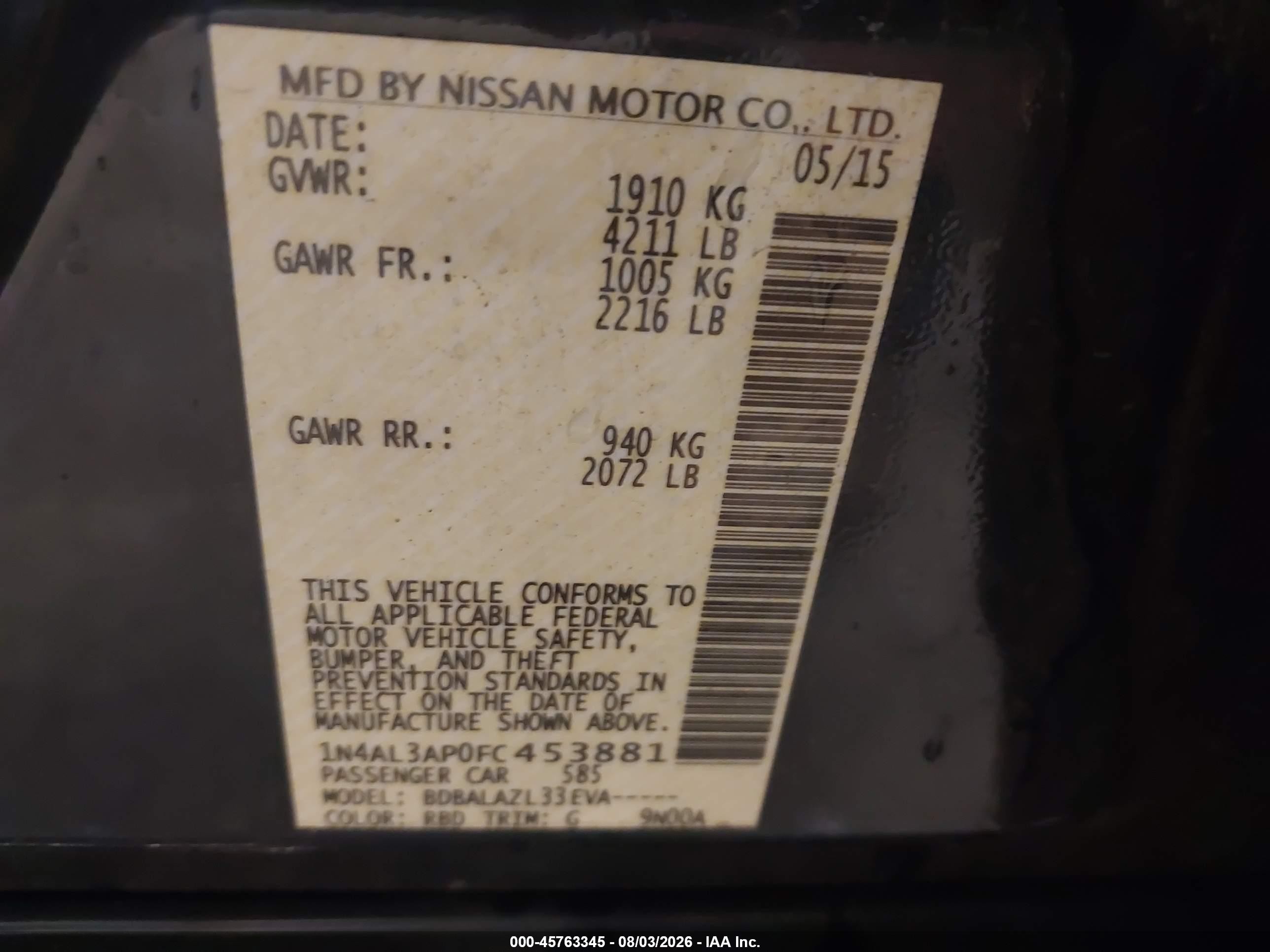 2015 Nissan Altima 2.5 Dark Brown vin: 1N4AL3AP0FC453881