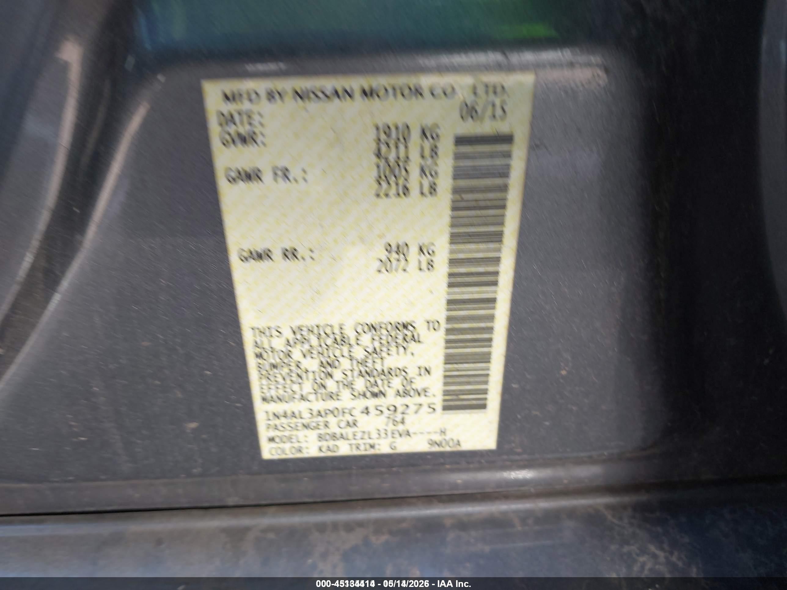 2015 Nissan Altima 2.5 S Gray vin: 1N4AL3AP0FC459275