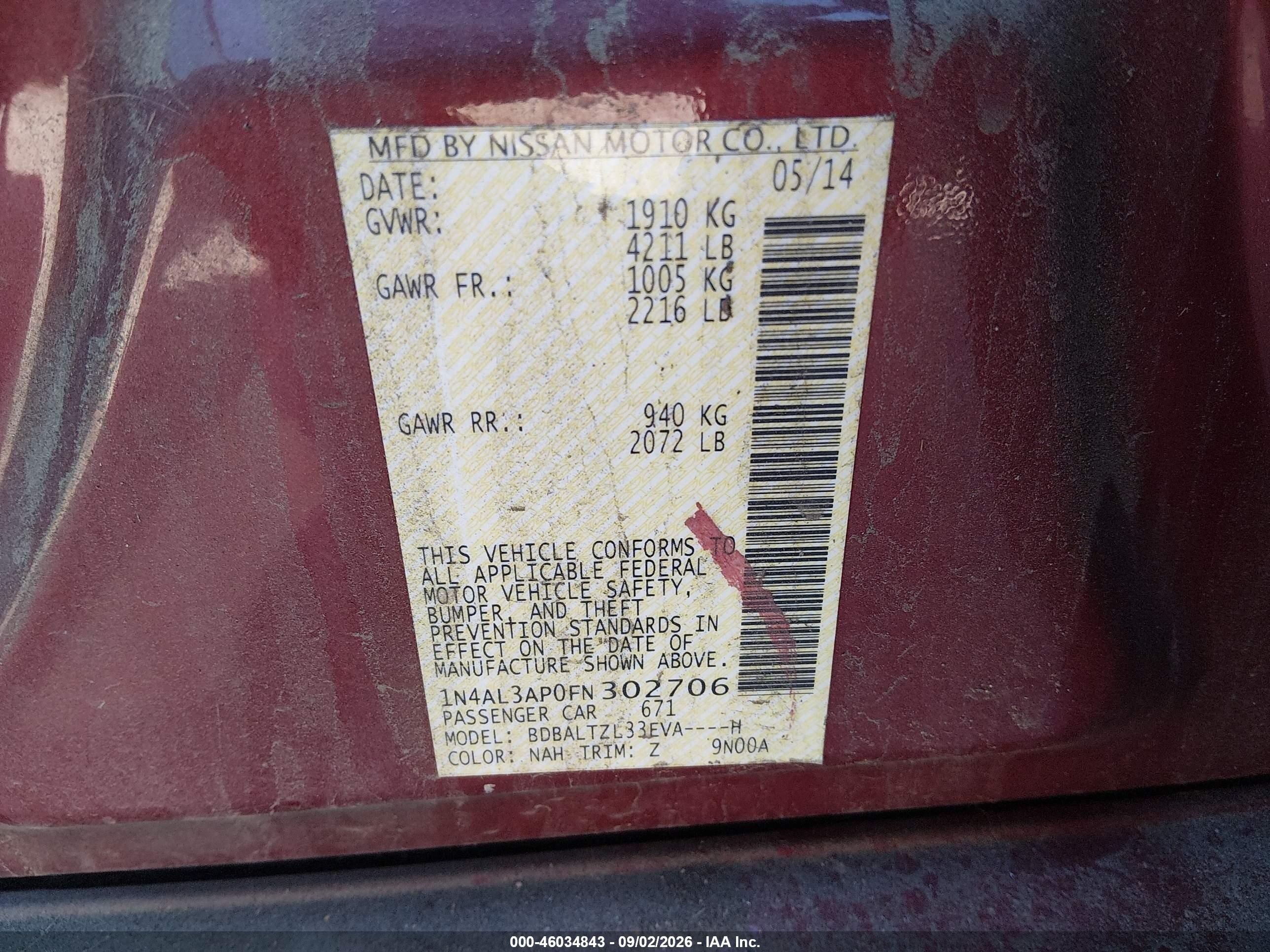 2015 Nissan Altima 2.5 Sl Red vin: 1N4AL3AP0FN302706