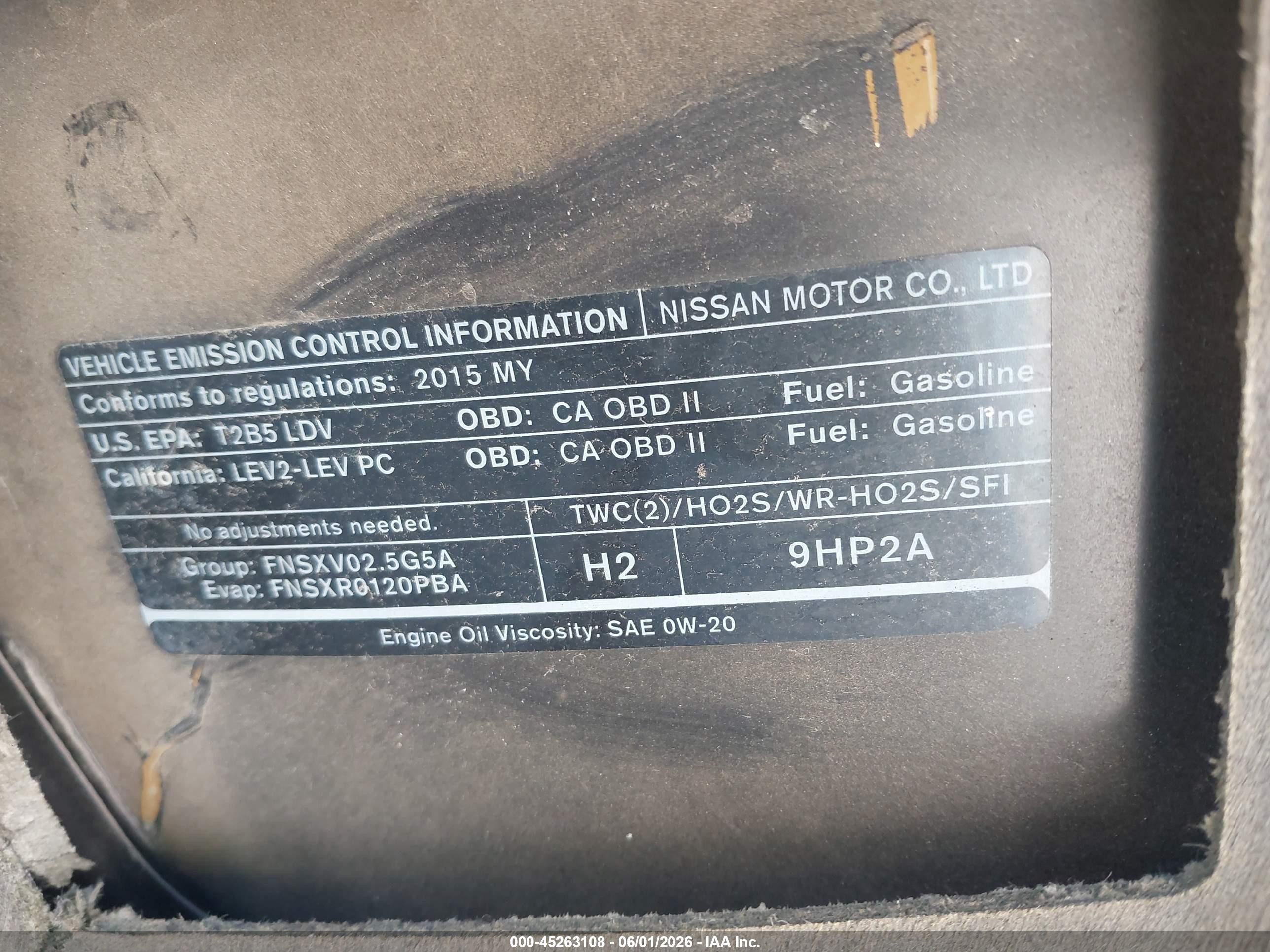 2015 Nissan Altima 2.5/2.5 S/2.5 Sl/2.5 Sv Gray vin: 1N4AL3AP0FN340730