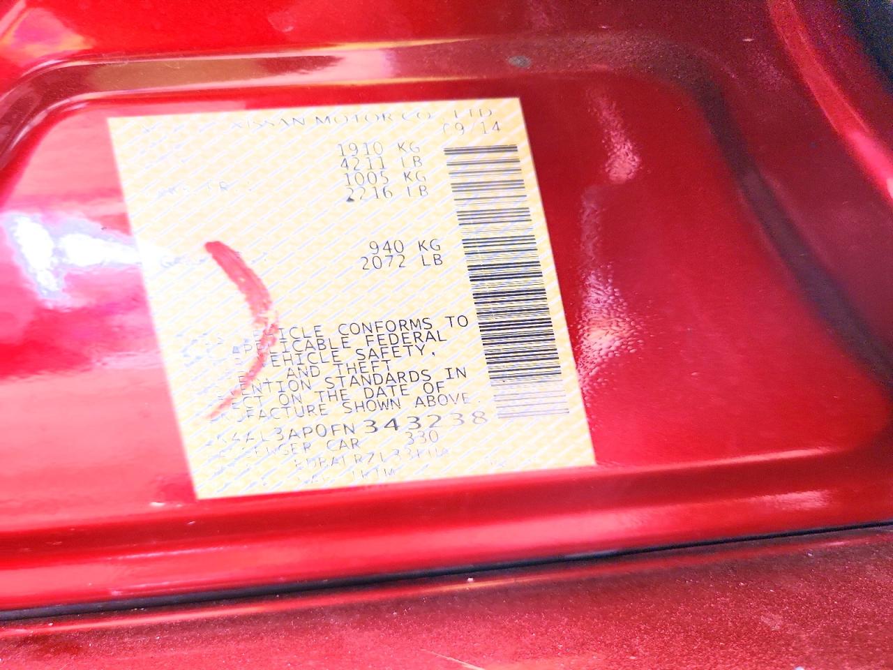 2015 Nissan Altima 2.5 Sl Red vin: 1N4AL3AP0FN343238