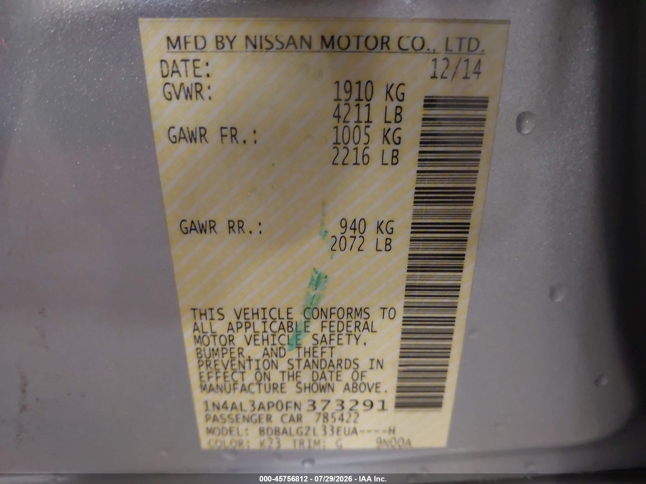 2015 Nissan Altima 2.5 S Silver vin: 1N4AL3AP0FN373291