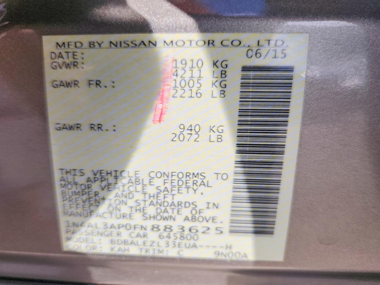 2015 Nissan Altima 2.5 S Beige vin: 1N4AL3AP0FN883625