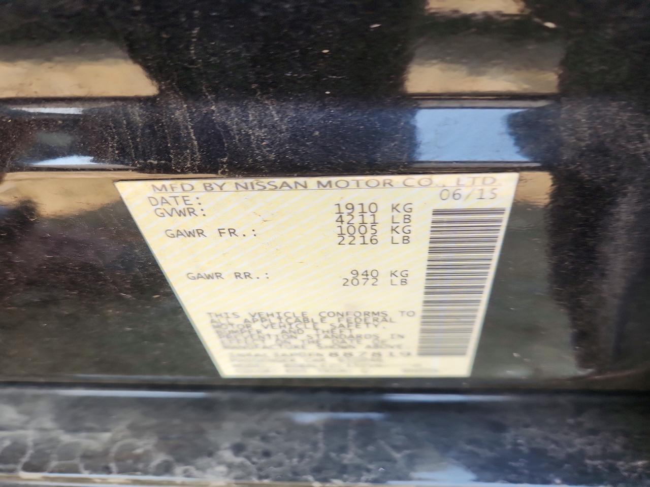 2015 Nissan Altima 2.5 S Black vin: 1N4AL3AP0FN887819