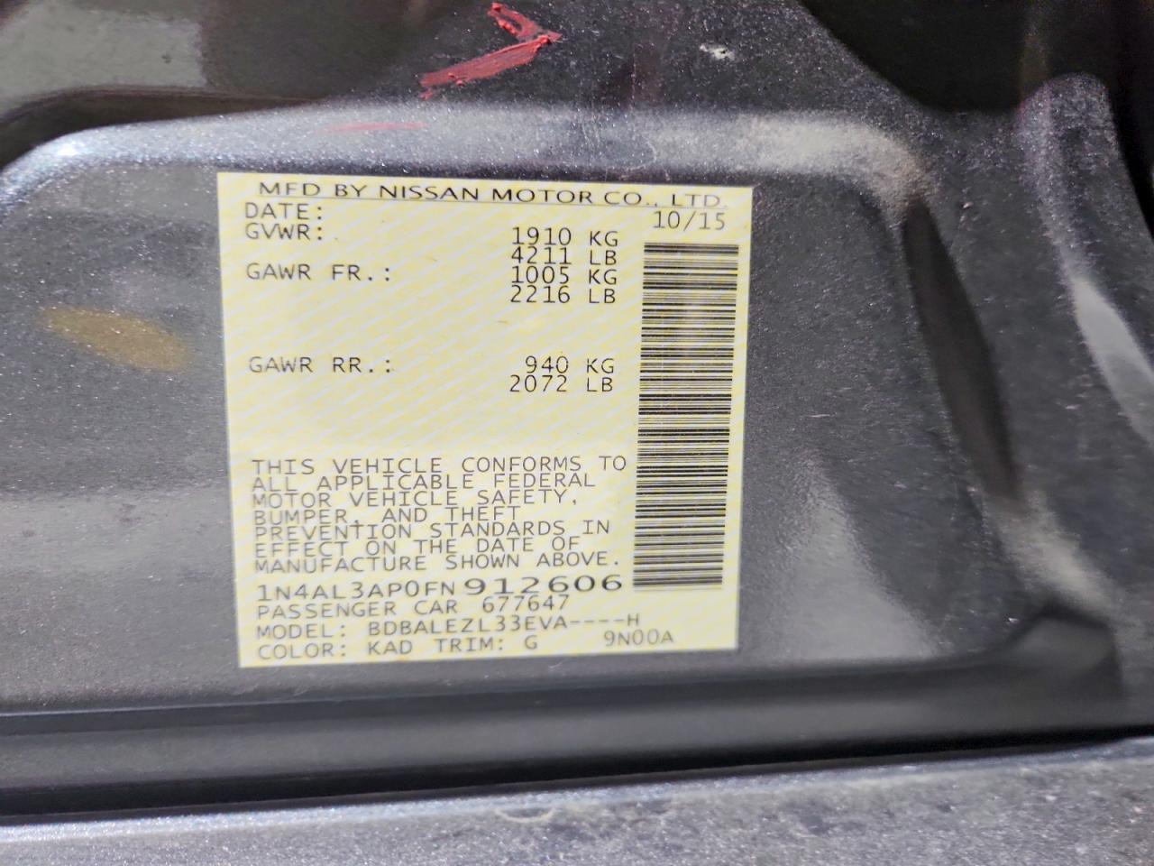 2015 Nissan Altima 2.5 S Серый vin: 1N4AL3AP0FN912606