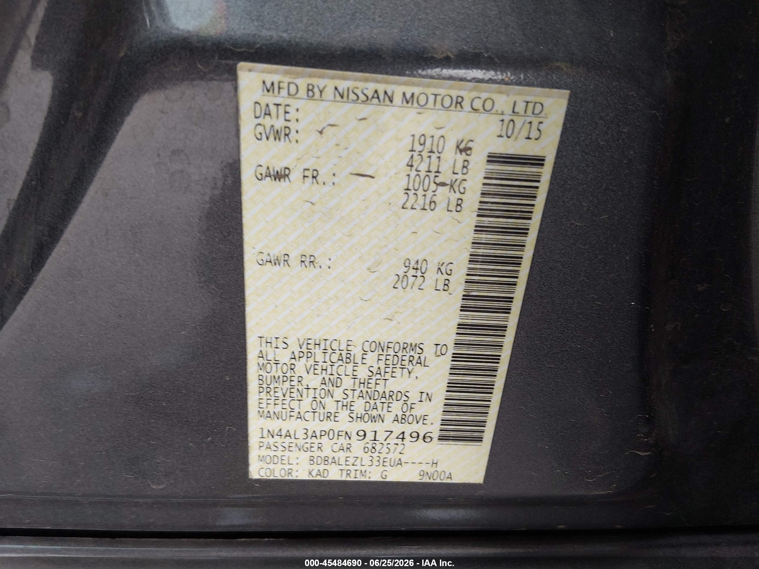 2015 Nissan Altima 2.5 S Gray vin: 1N4AL3AP0FN917496