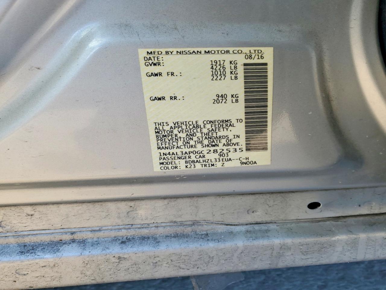 2016 Nissan Altima 2.5 Silver vin: 1N4AL3AP0GC282535
