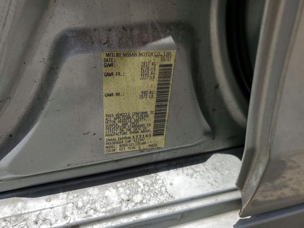 2017 Nissan Altima 2.5 S Silver vin: 1N4AL3AP0HN333165