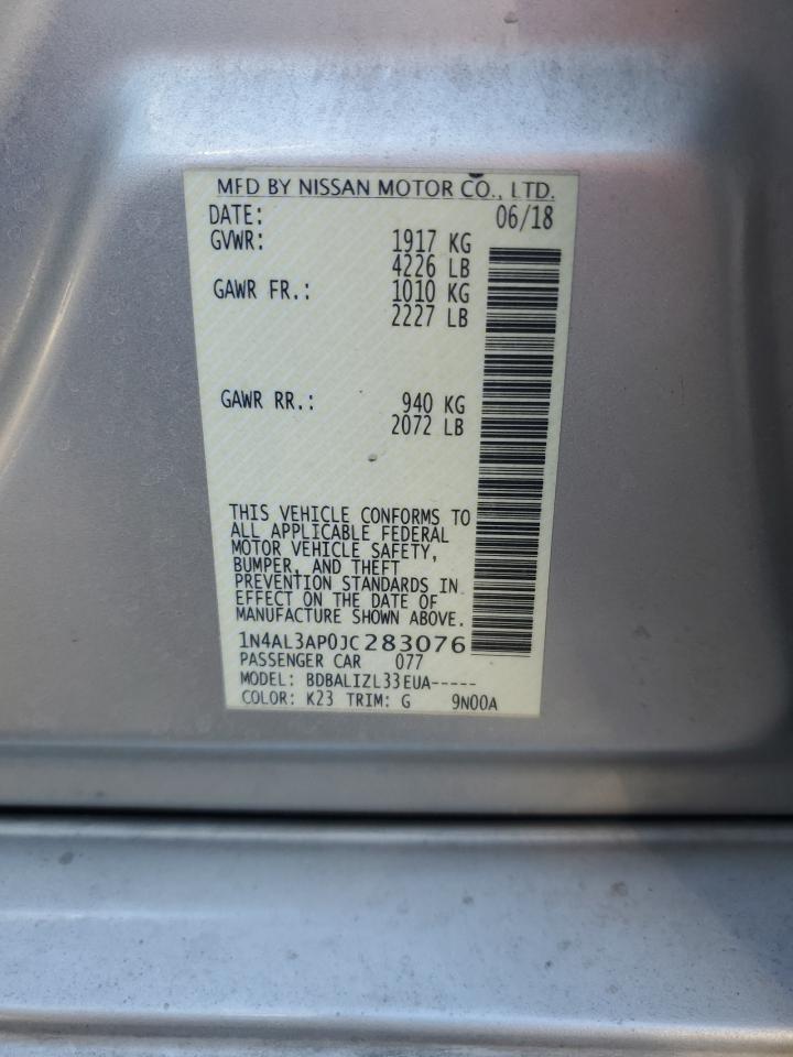 2018 Nissan Altima 2.5 Sv Silver vin: 1N4AL3AP0JC283076