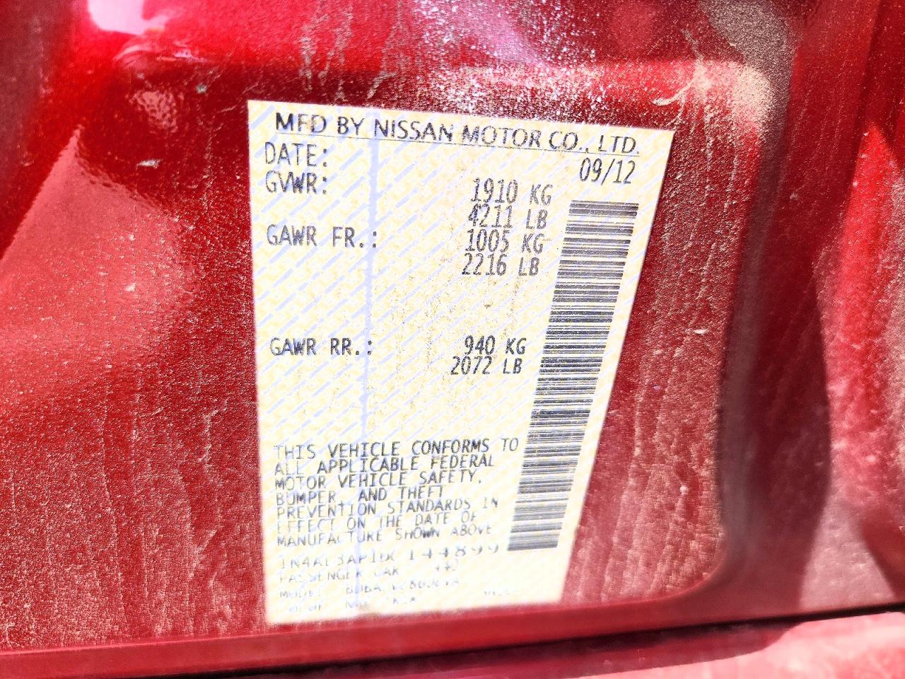 2013 Nissan Altima 2.5 Red vin: 1N4AL3AP1DC144899