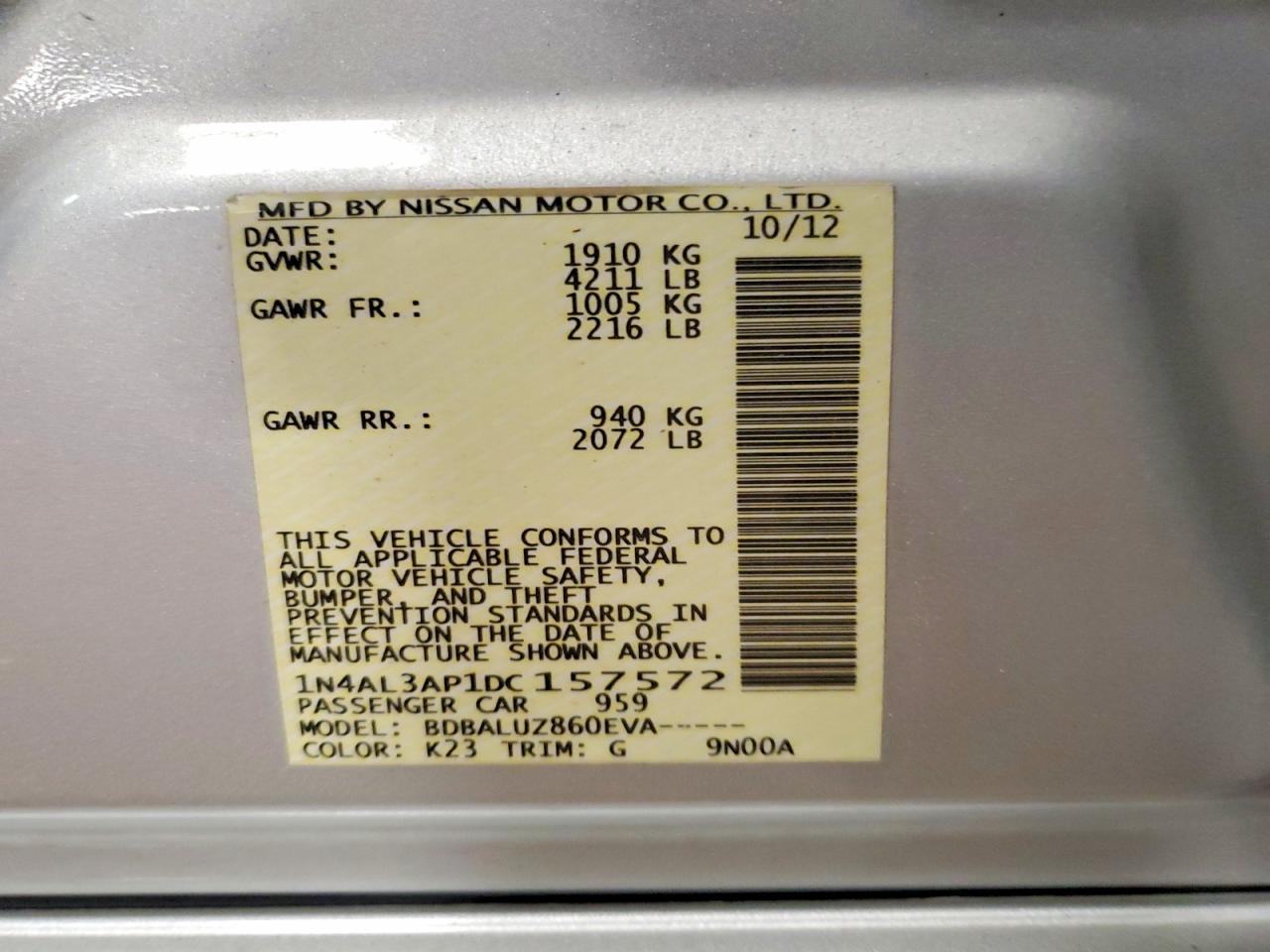 2013 Nissan Altima 2.5 Silver vin: 1N4AL3AP1DC157572