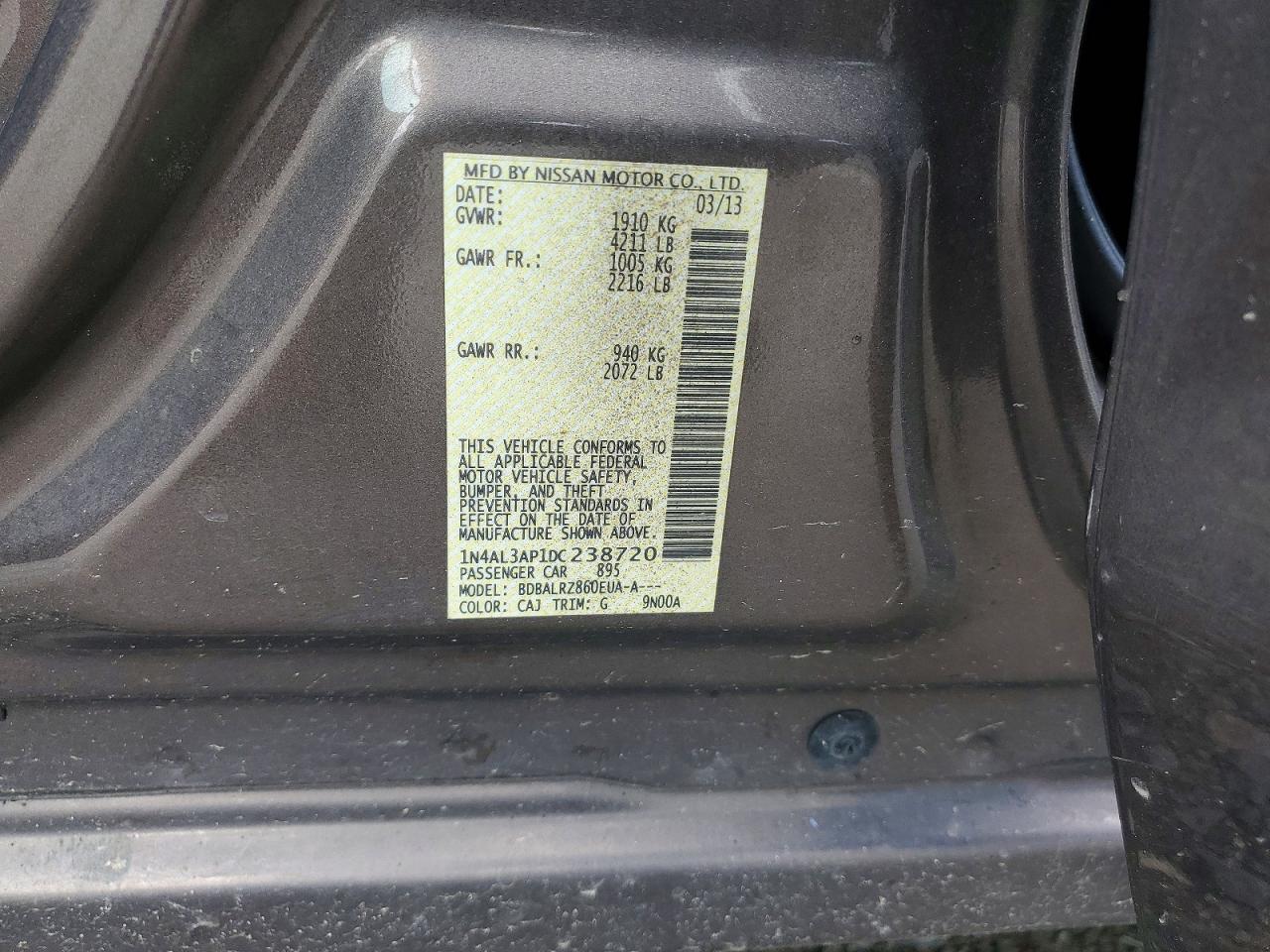 2013 Nissan Altima 2.5 Brown vin: 1N4AL3AP1DC238720