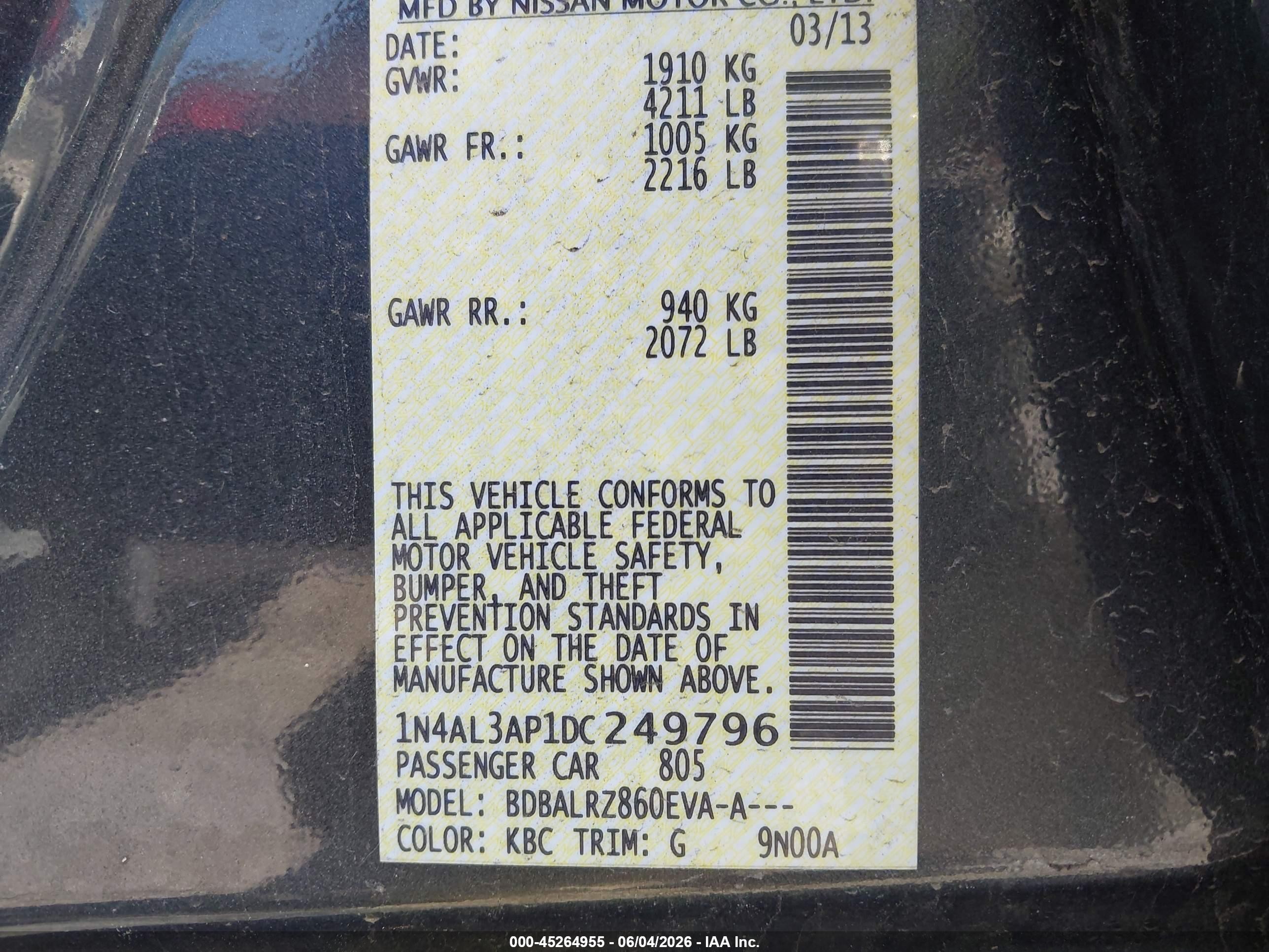 2013 Nissan Altima 2.5 S Серый vin: 1N4AL3AP1DC249796