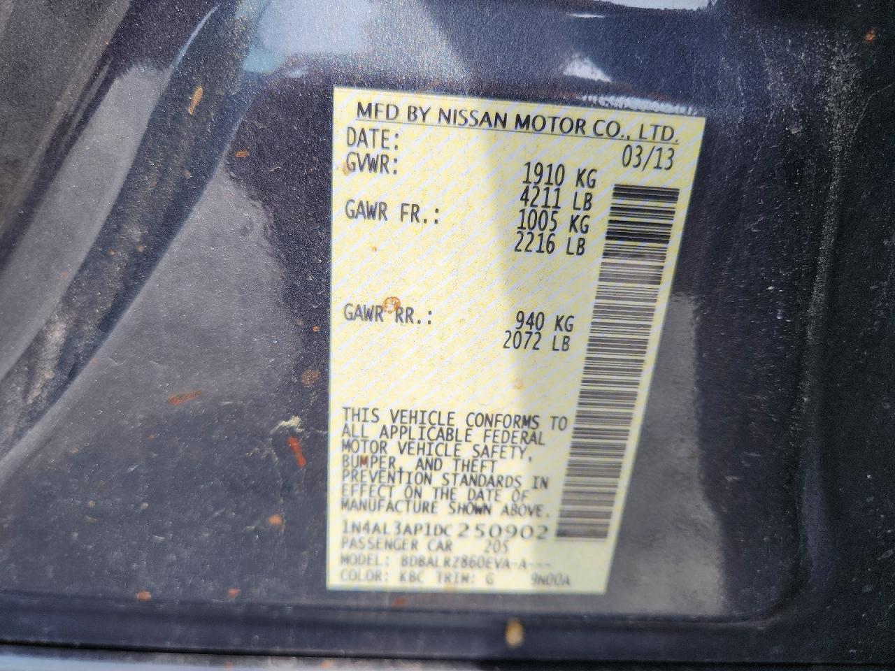 2013 Nissan Altima 2.5 Gray vin: 1N4AL3AP1DC250902
