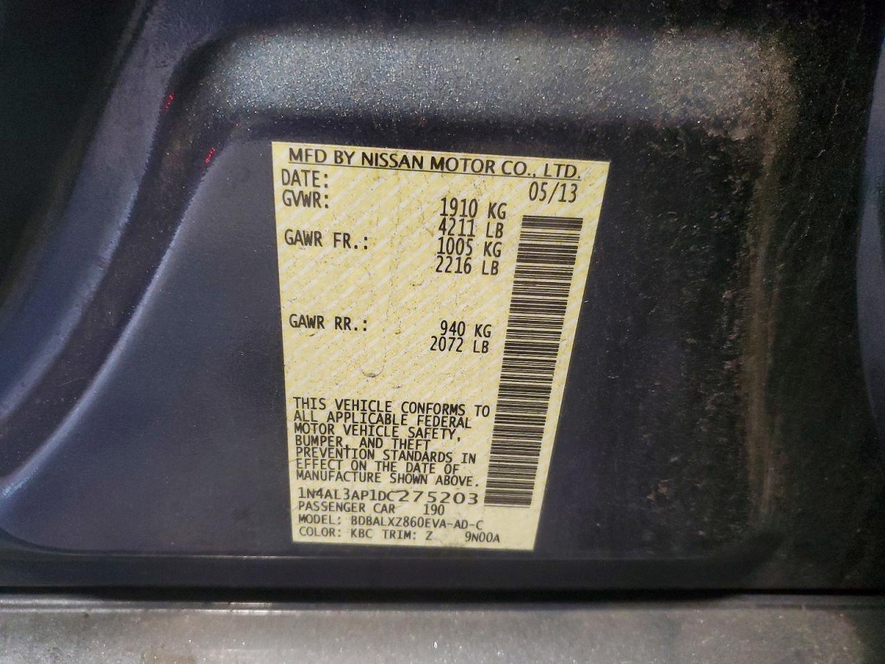 2013 Nissan Altima 2.5 Gray vin: 1N4AL3AP1DC275203