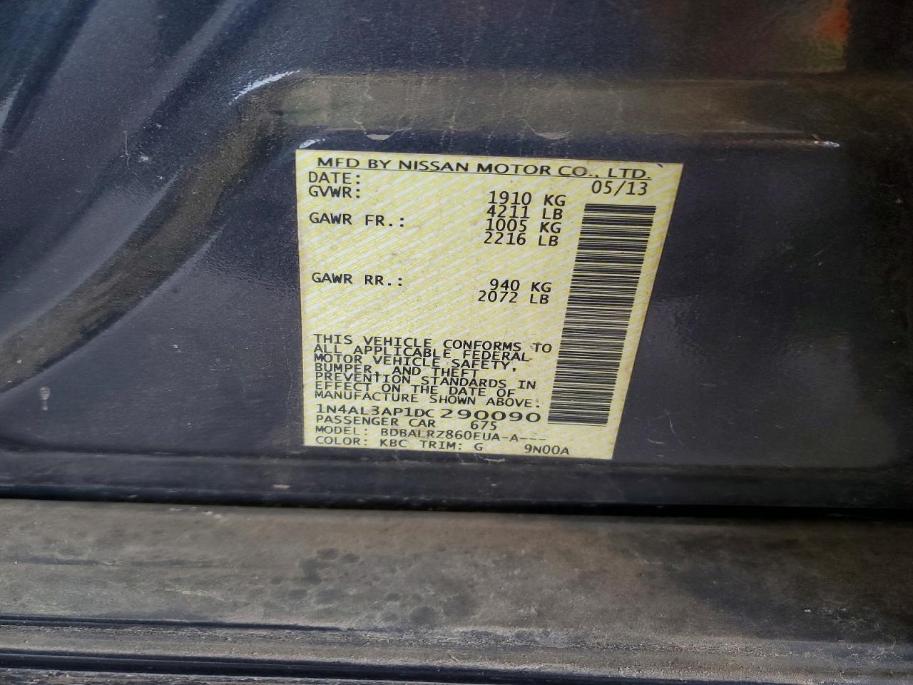 2013 Nissan Altima 2.5 Gray vin: 1N4AL3AP1DC290090