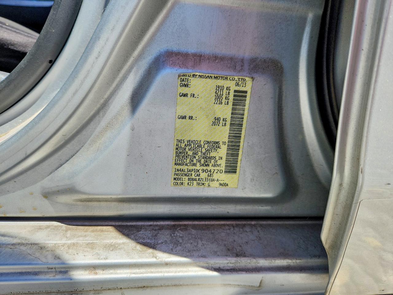 2013 Nissan Altima 2.5 S Silver vin: 1N4AL3AP1DC904720